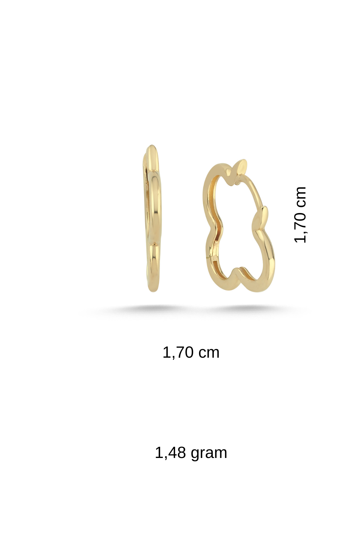 14 Ayar Altın Yonca Desenli Küpe