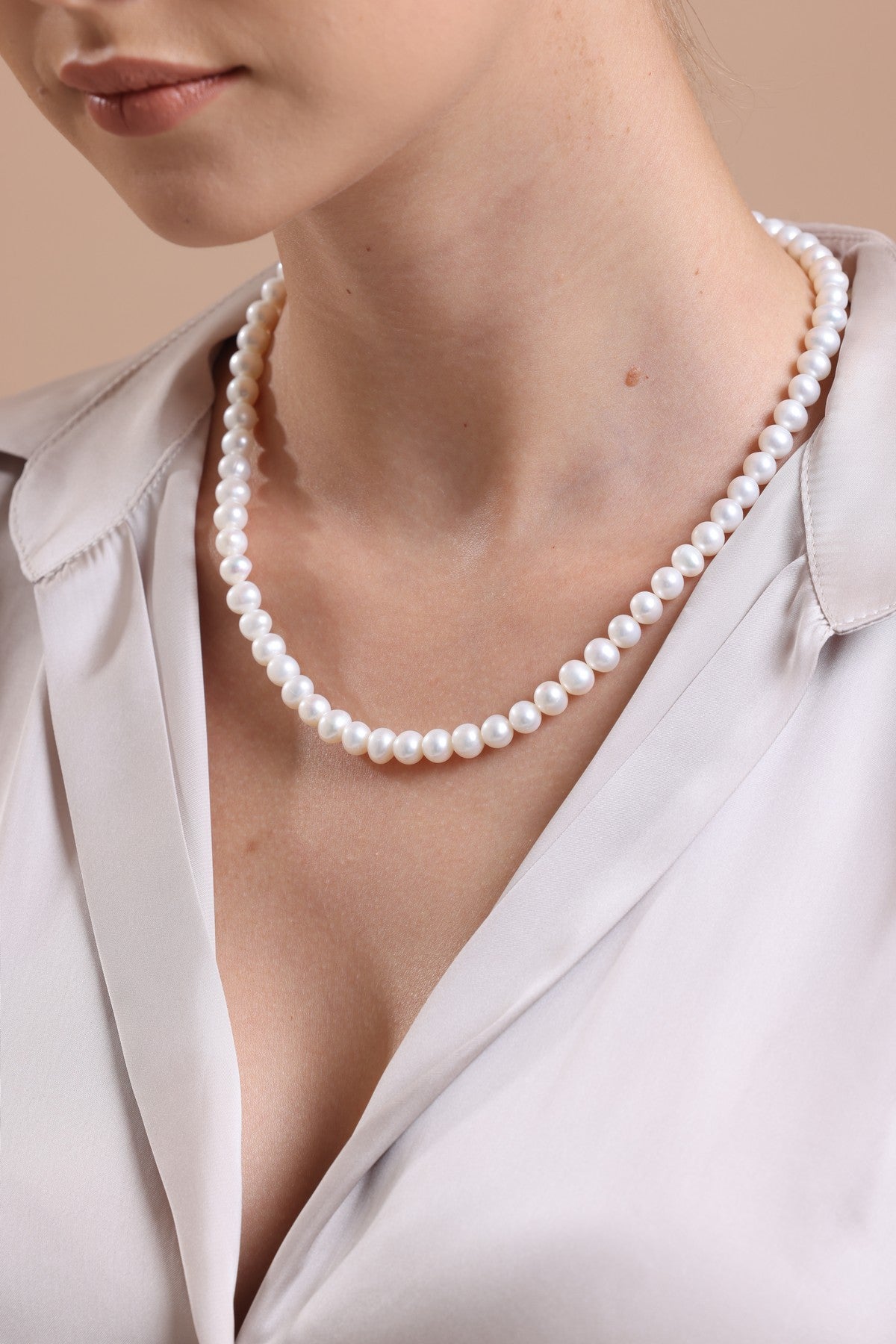 Sıralı Doğal İnci Küpe Kolye Bileklik Üçlü Set