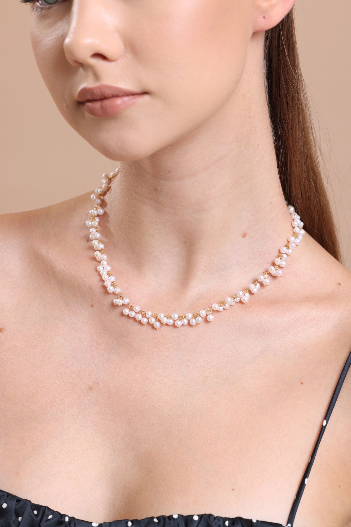 Sallantılı Doğal İnci Kolye Bileklik İkili Set