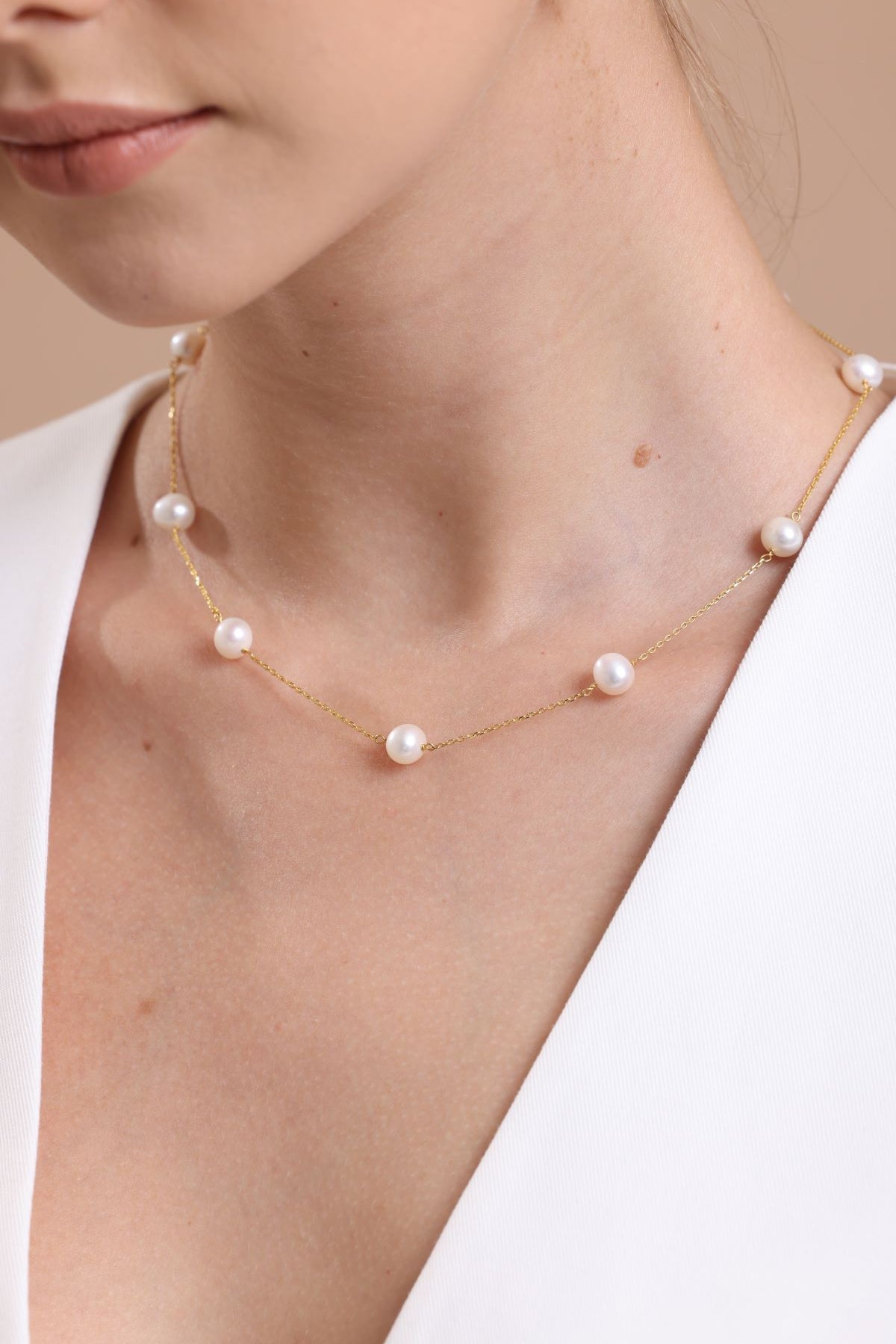 Çıtır Doğal İnci Zincir Kolye Bileklik ikili Set