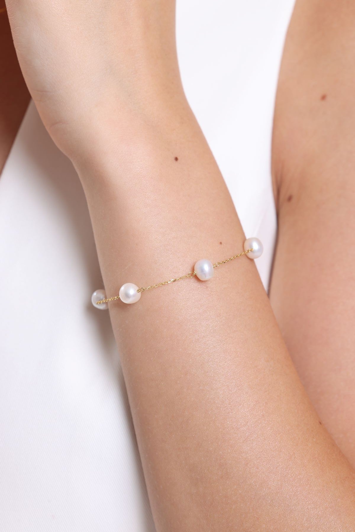 Çıtır Doğal İnci Zincir Kolye Bileklik ikili Set