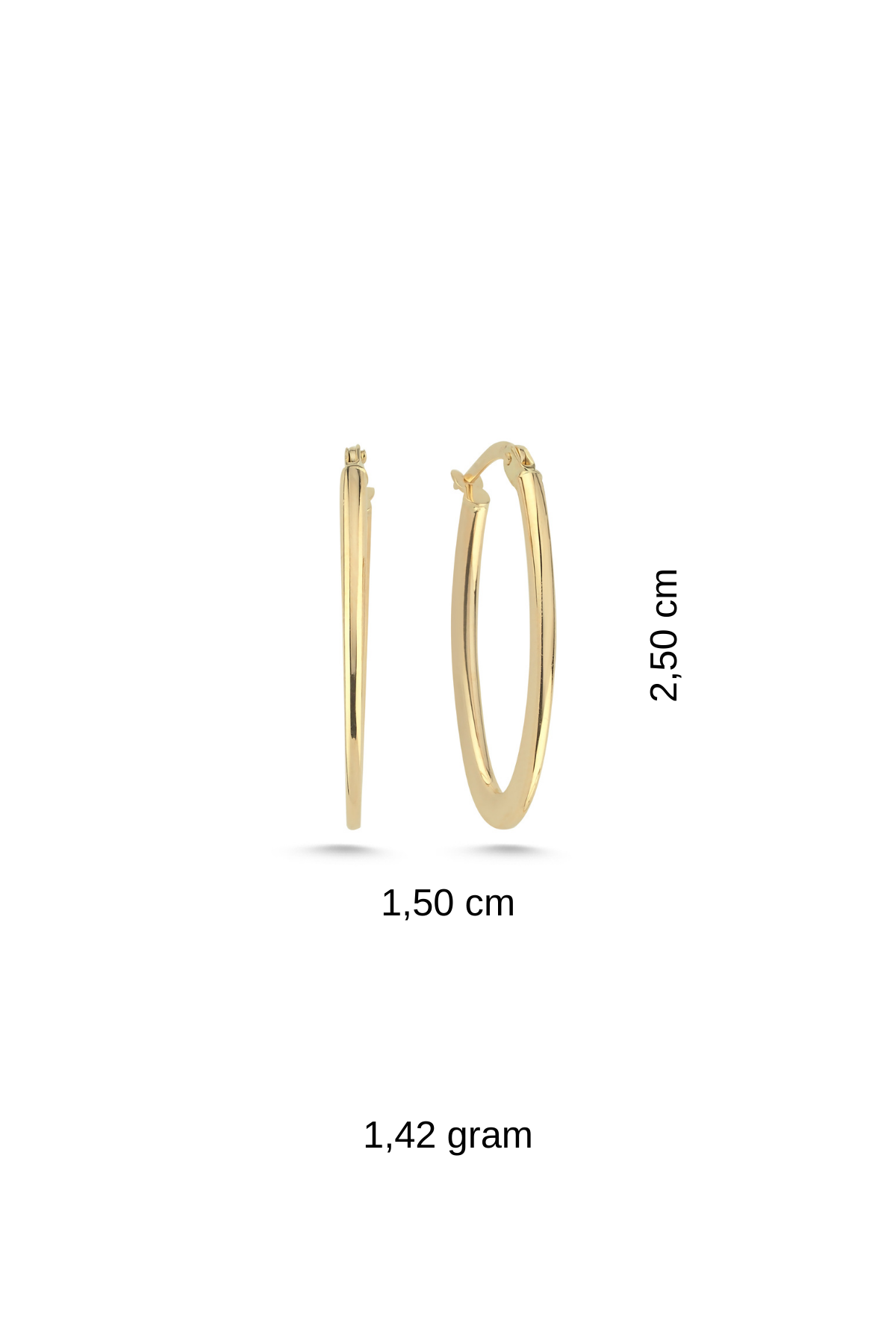 14 Ayar Altın Elips Küpe