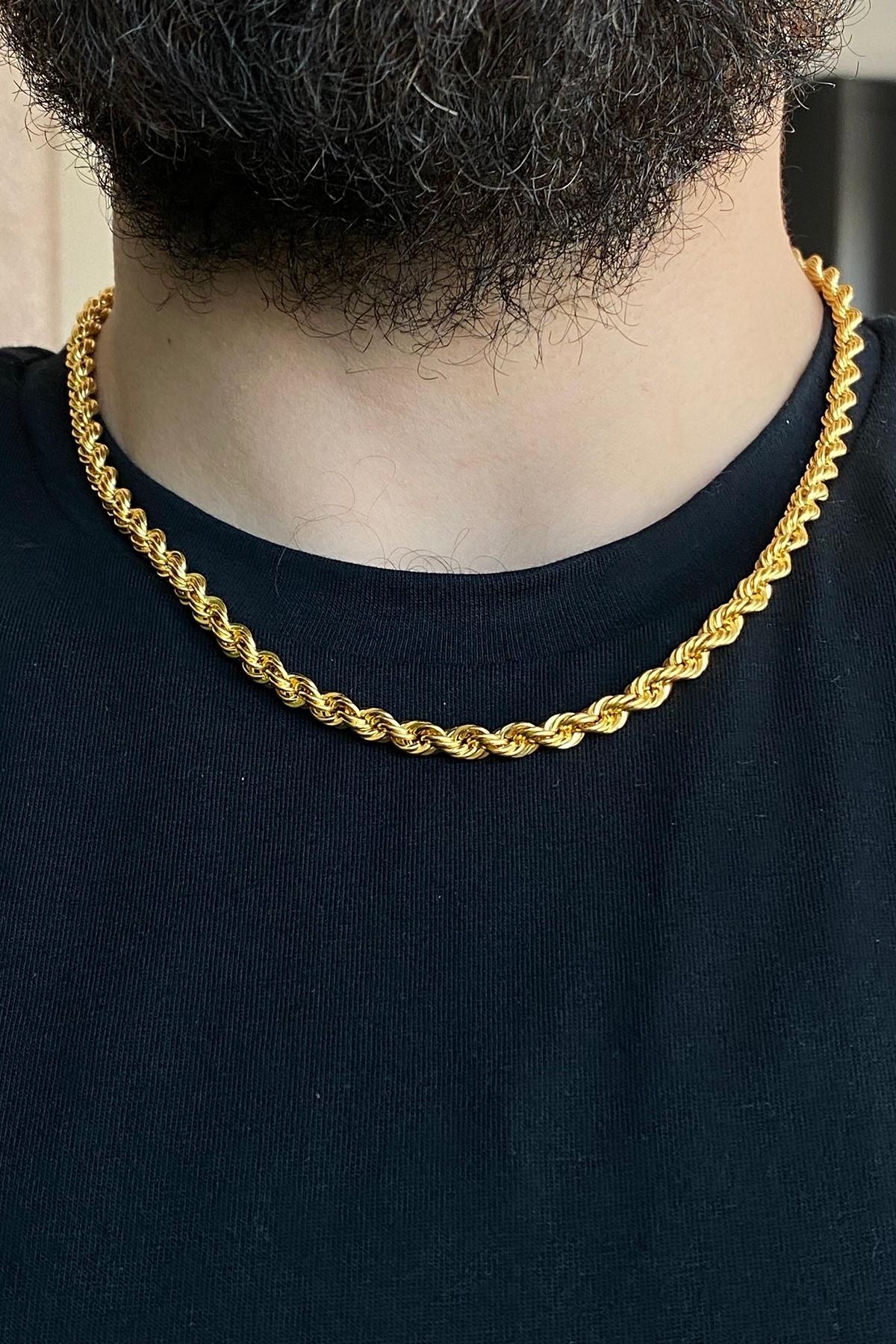 14 Ayar Altın Erkek Halat Zincir Kolye
