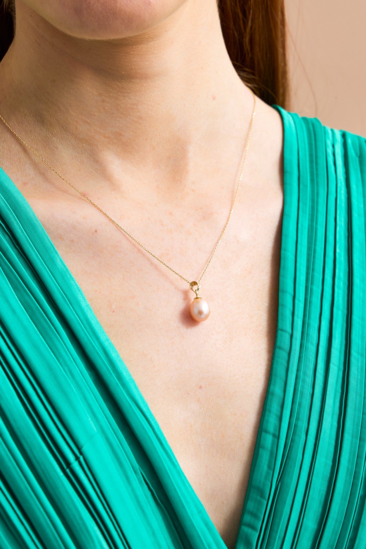 Pembe Damla Doğal İnci Kolye Küpe İkili Set