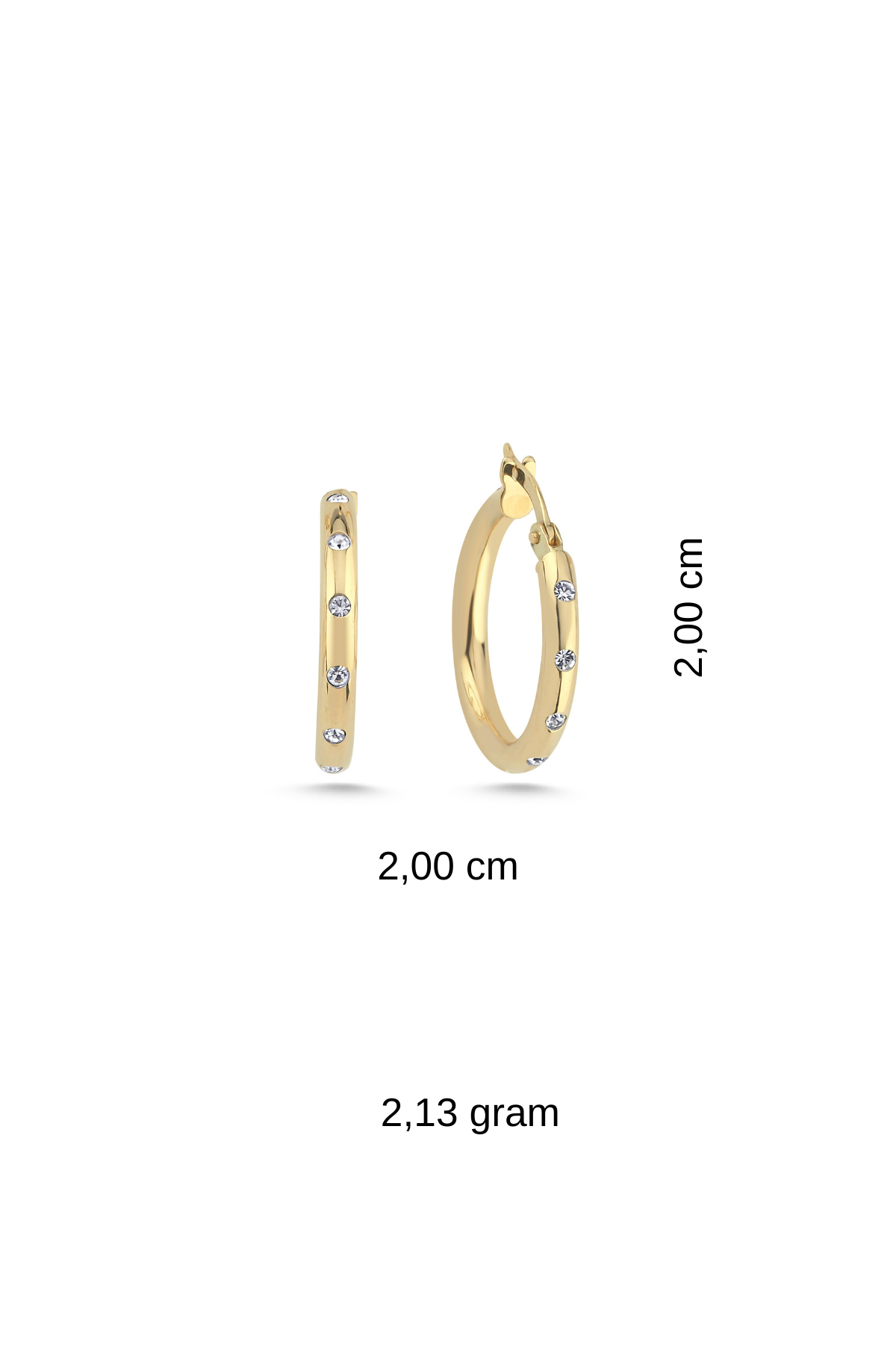 14 Ayar Altın Taşlı Halka Küpe