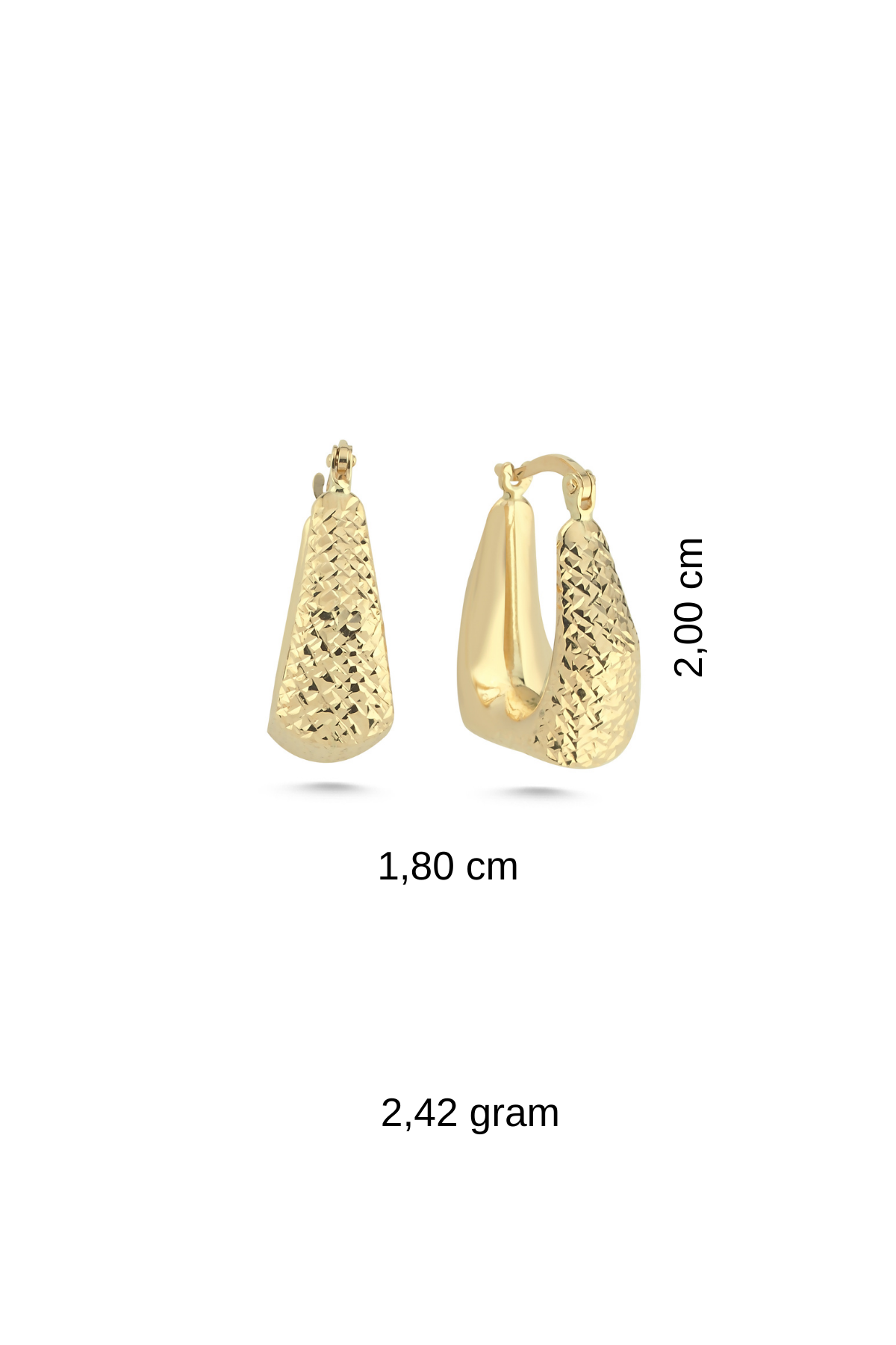 14 Ayar Altın Beşgen Küpe