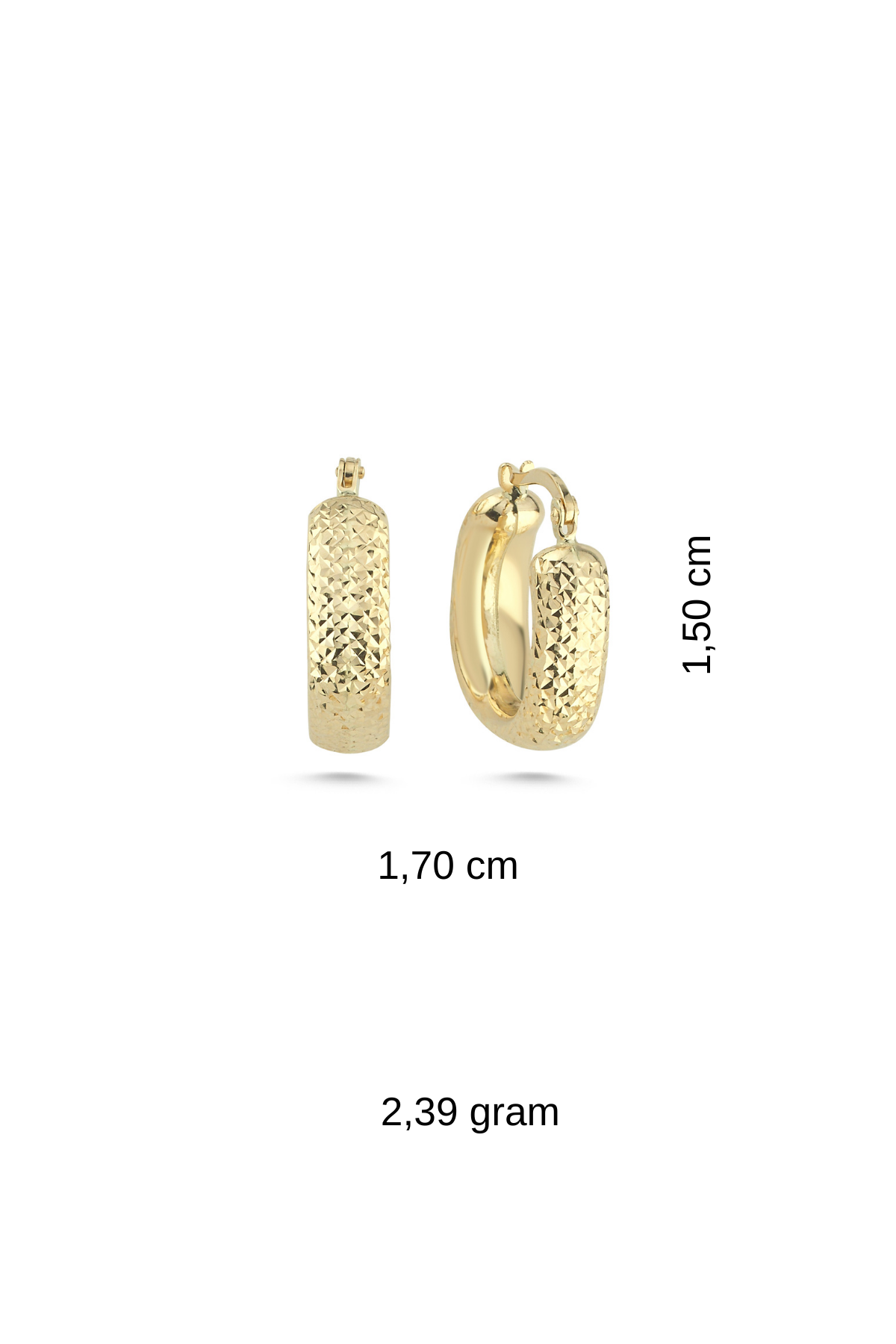 14 Ayar Altın Desenli Halka Küpe