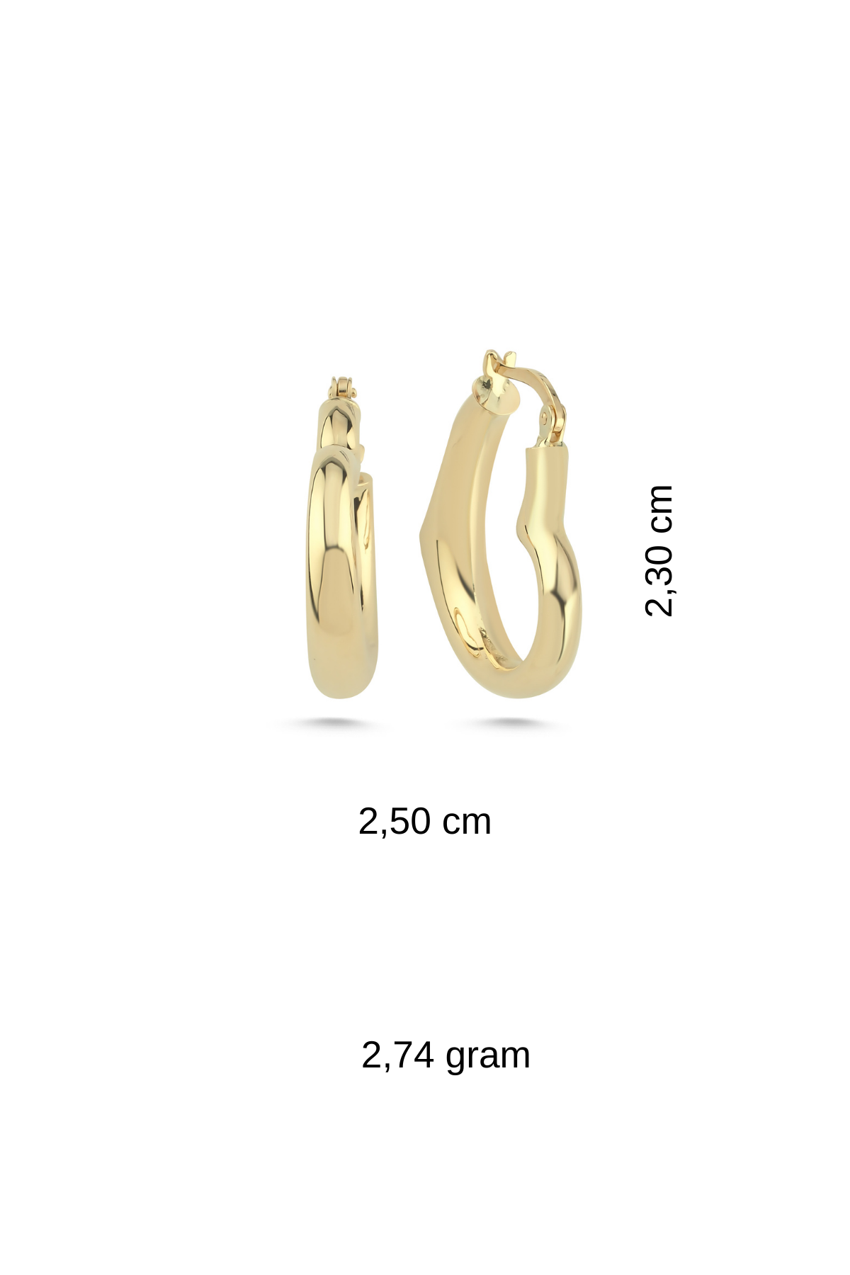 14 Ayar Altın Kalın Kalp Küpe