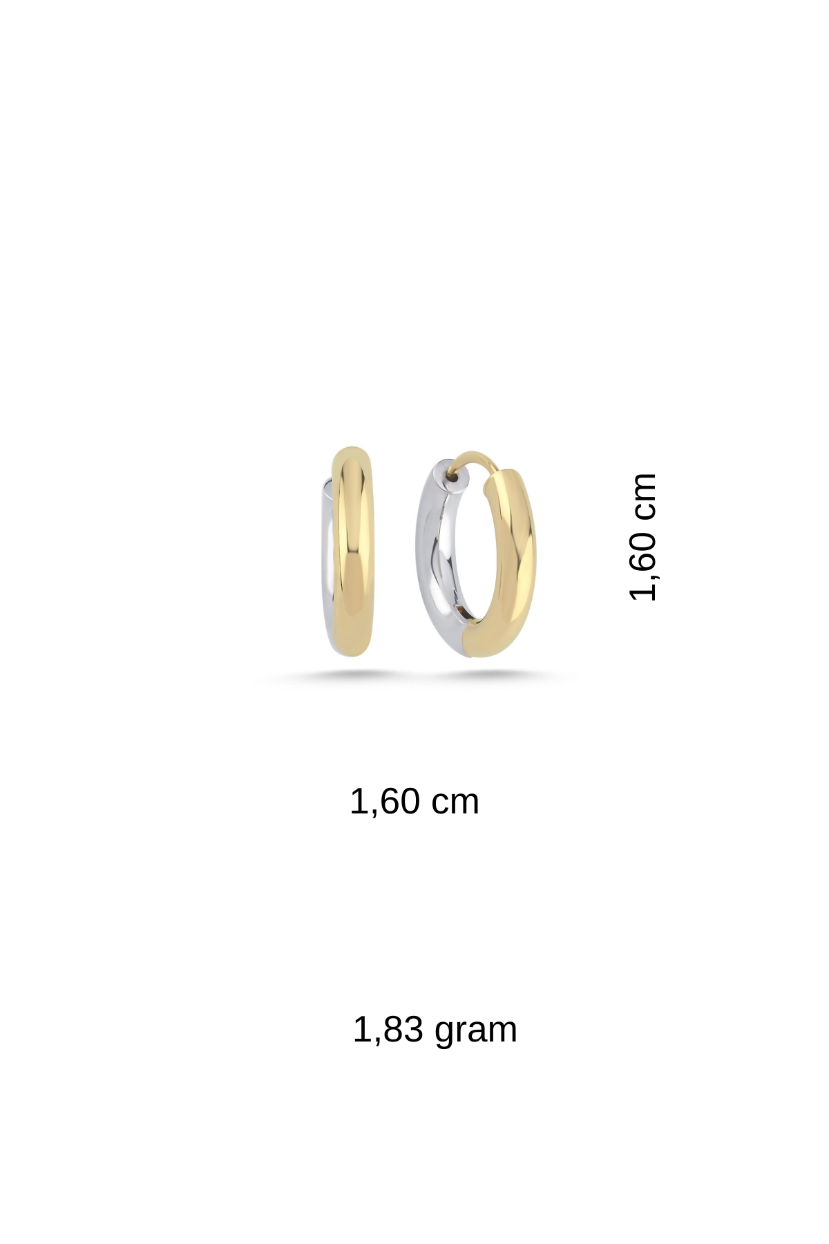 14 Ayar Altın Çift Renk Halka Küpe