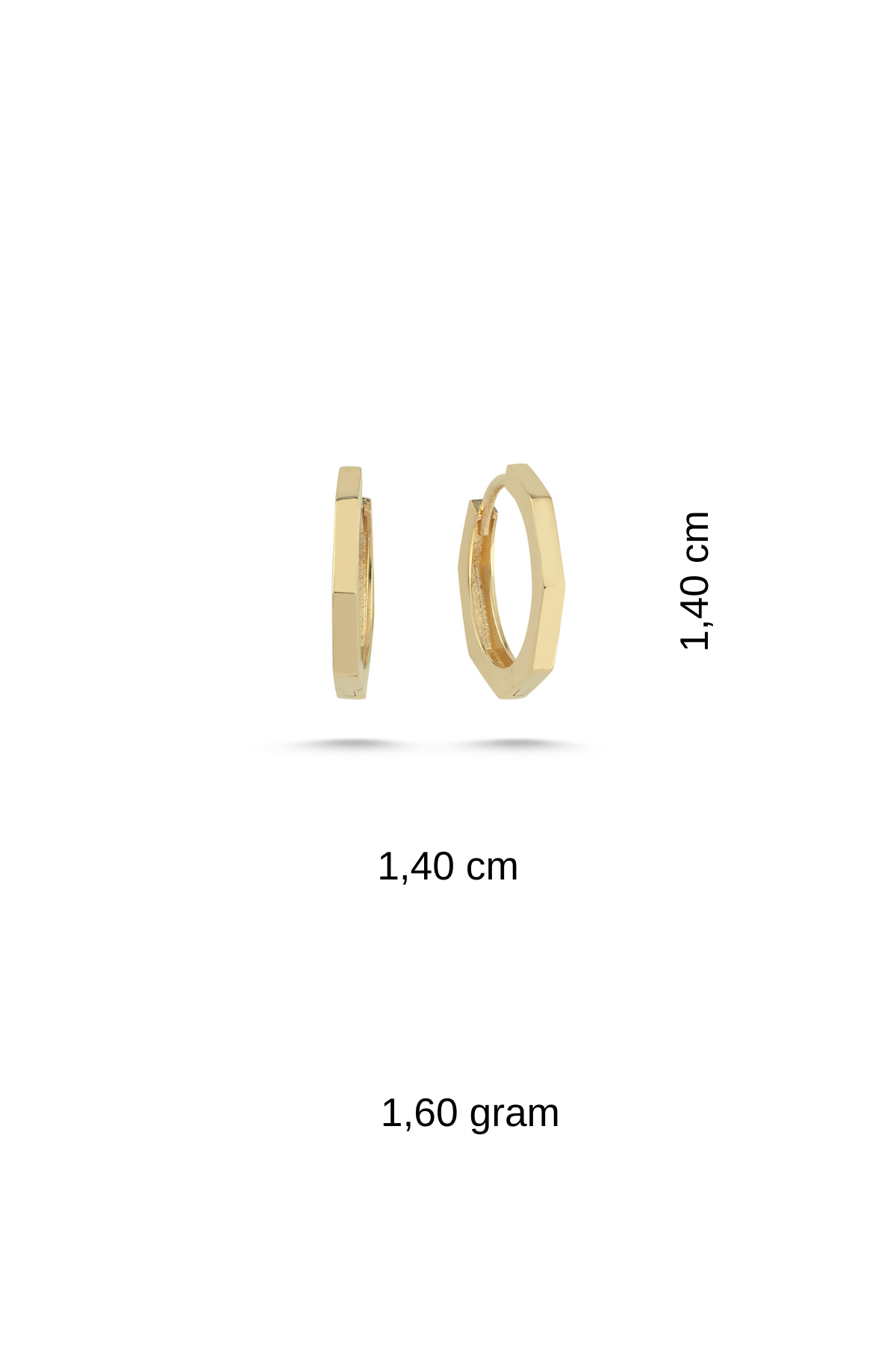 14 Ayar Altın Köşeli Halka Küpe