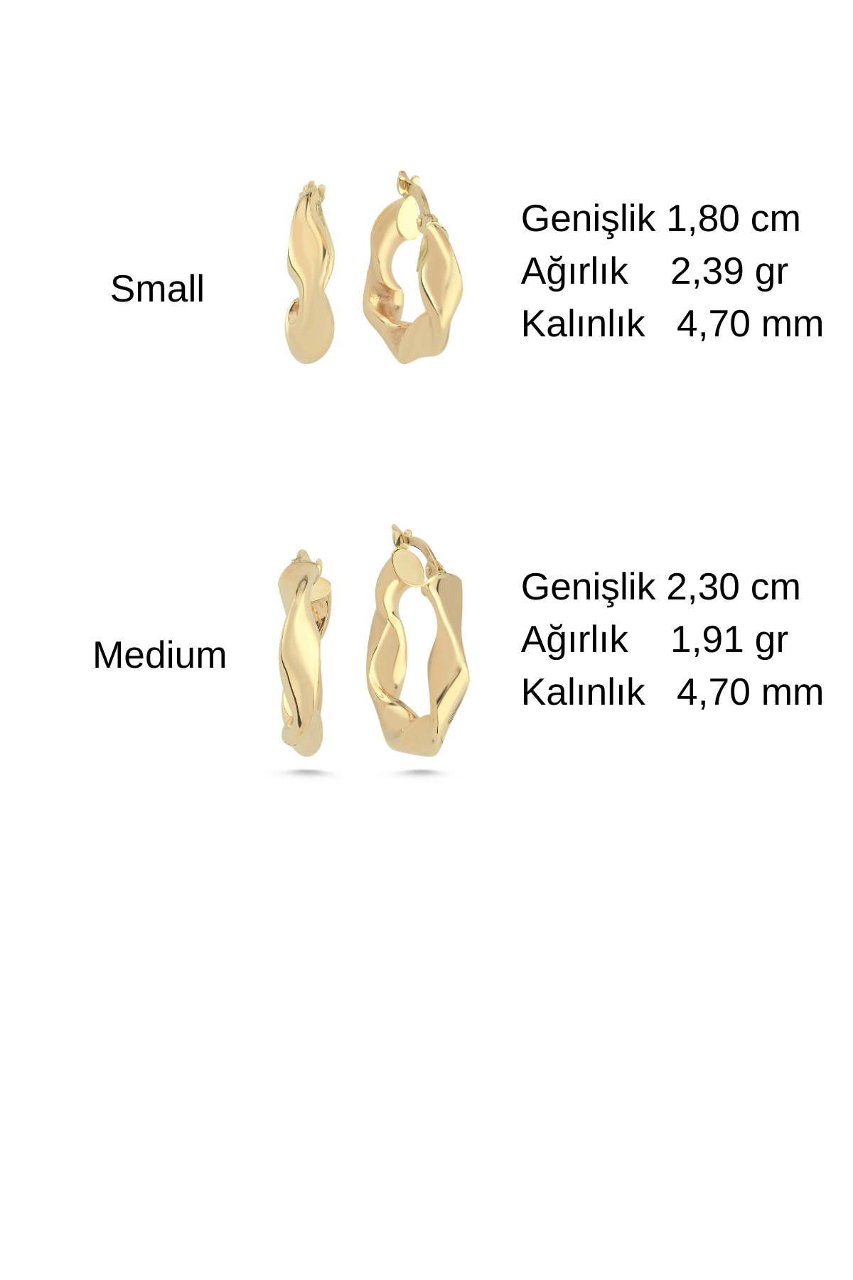 14 Ayar Altın Kalın Burgulu Halka Küpe