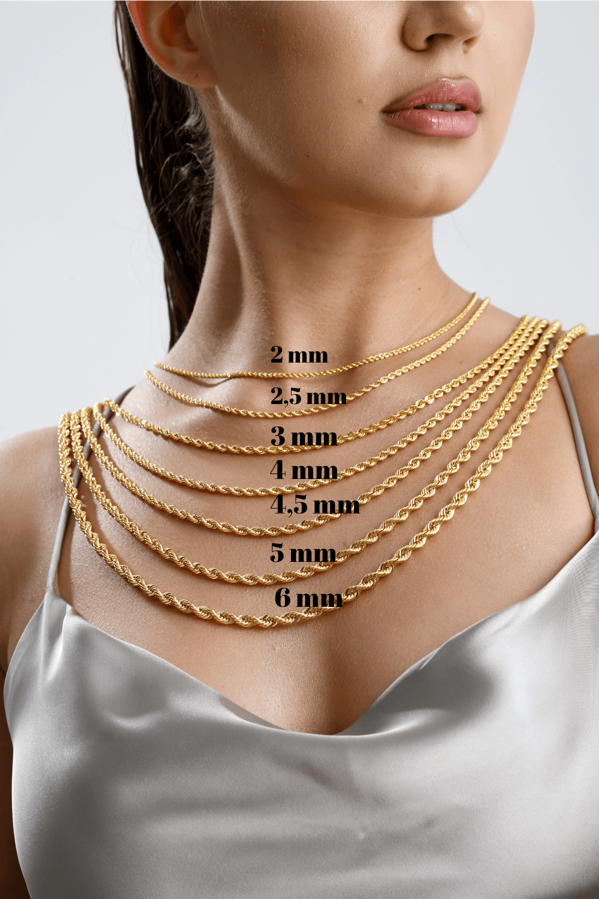 14 Ayar Altın Halat Zincir Kolye Bileklik İkili Set