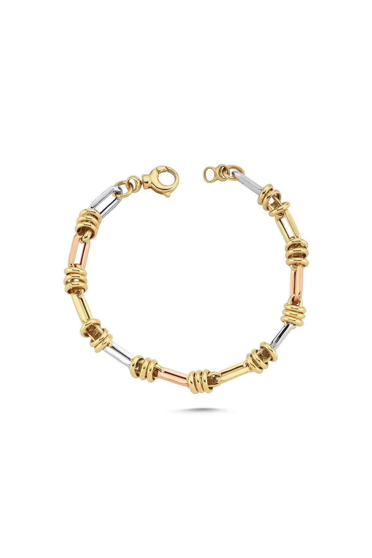 14 Ayar Altın Eterna 3 Renk Geçmeli Bileklik