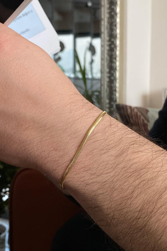 14 Ayar Altın 2.5 mm Balık Sırtı Ezme Bileklik