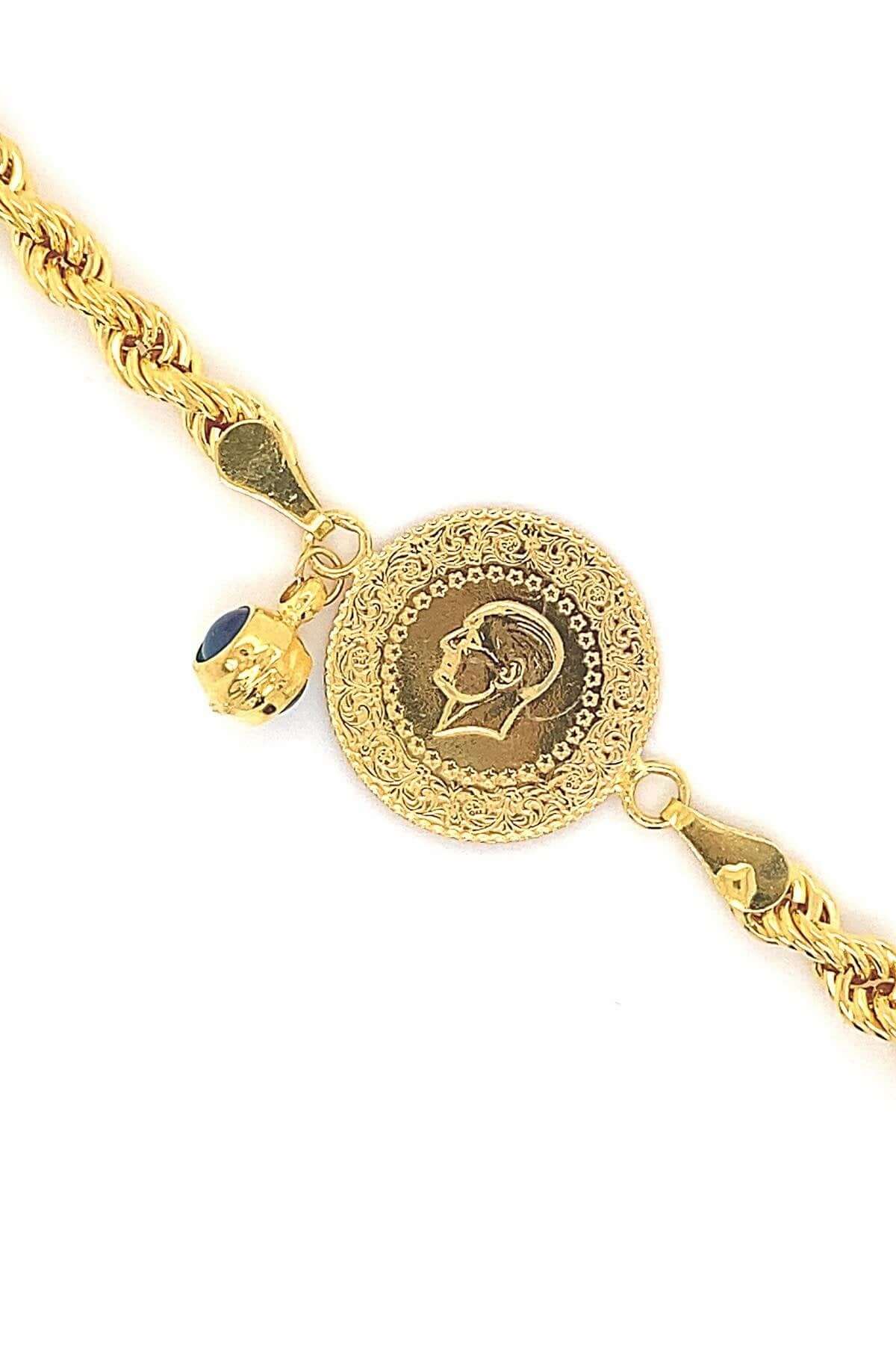 14 Ayar Altın Nazar Boncuklu Çeyrek Altın Bileklik