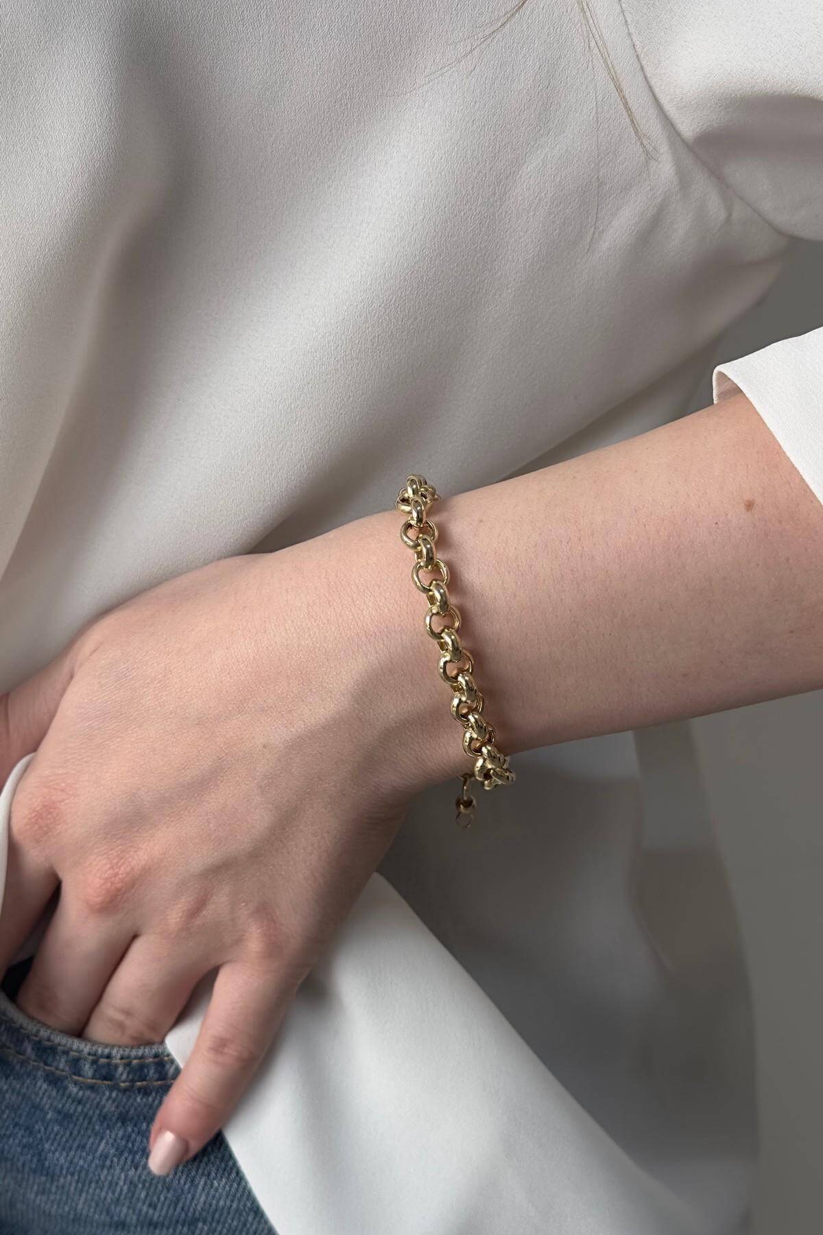 14 Ayar Altın Halka Geçmeli Bileklik