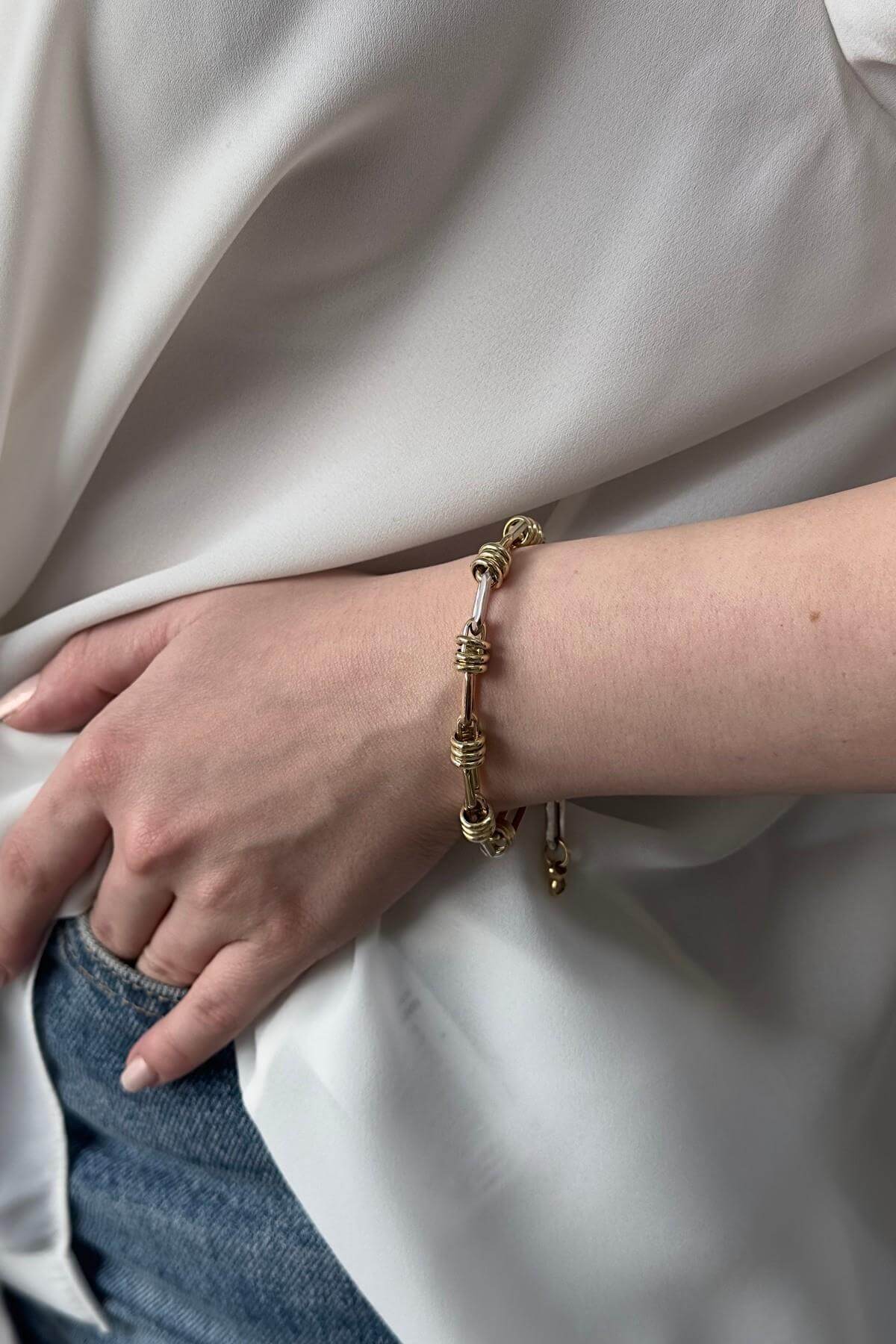 14 Ayar Altın Eterna 3 Renk Geçmeli Bileklik