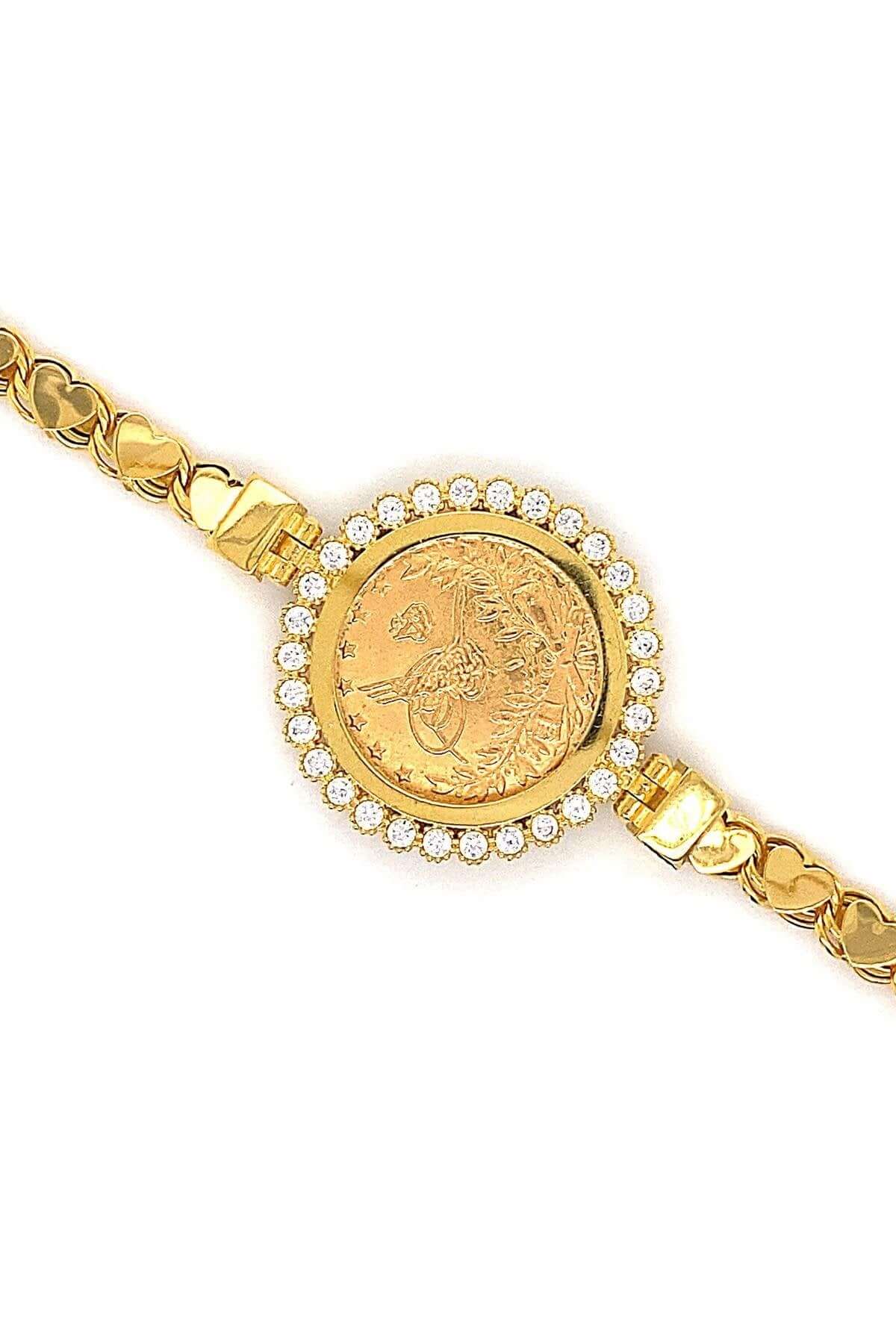 14 Ayar Altın Reşatlı Zirkon Taşlı Kadın Bileklik