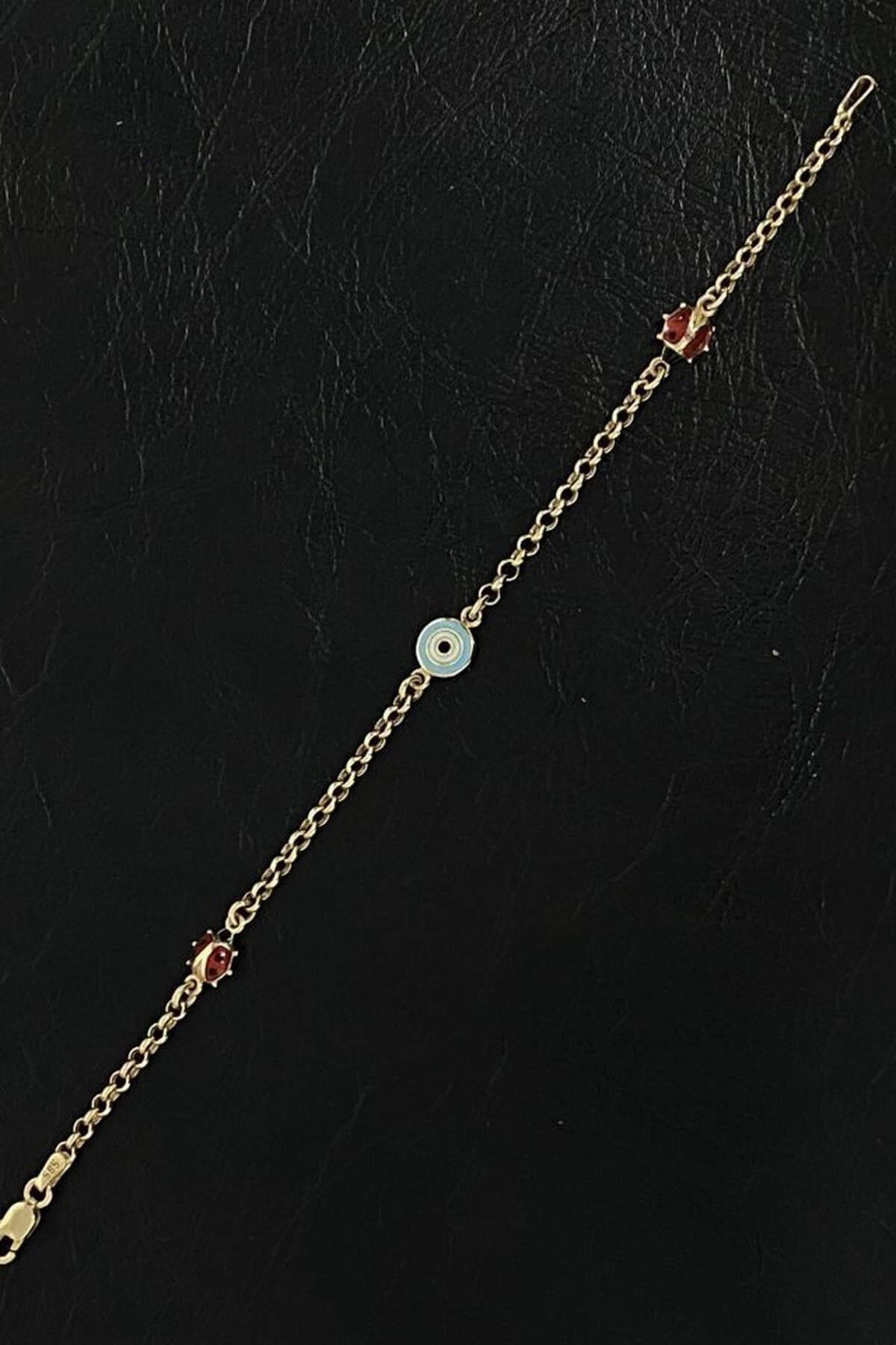 14 Ayar Altın Ugur Böceği Nazar Boncuklu Çoçuk Künye