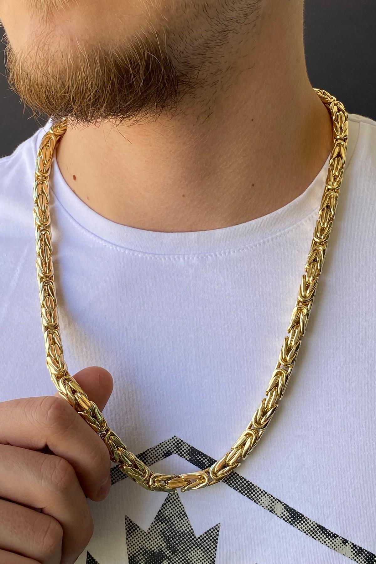 14 Ayar Altın XL Kral Zincir Erkek Kolye