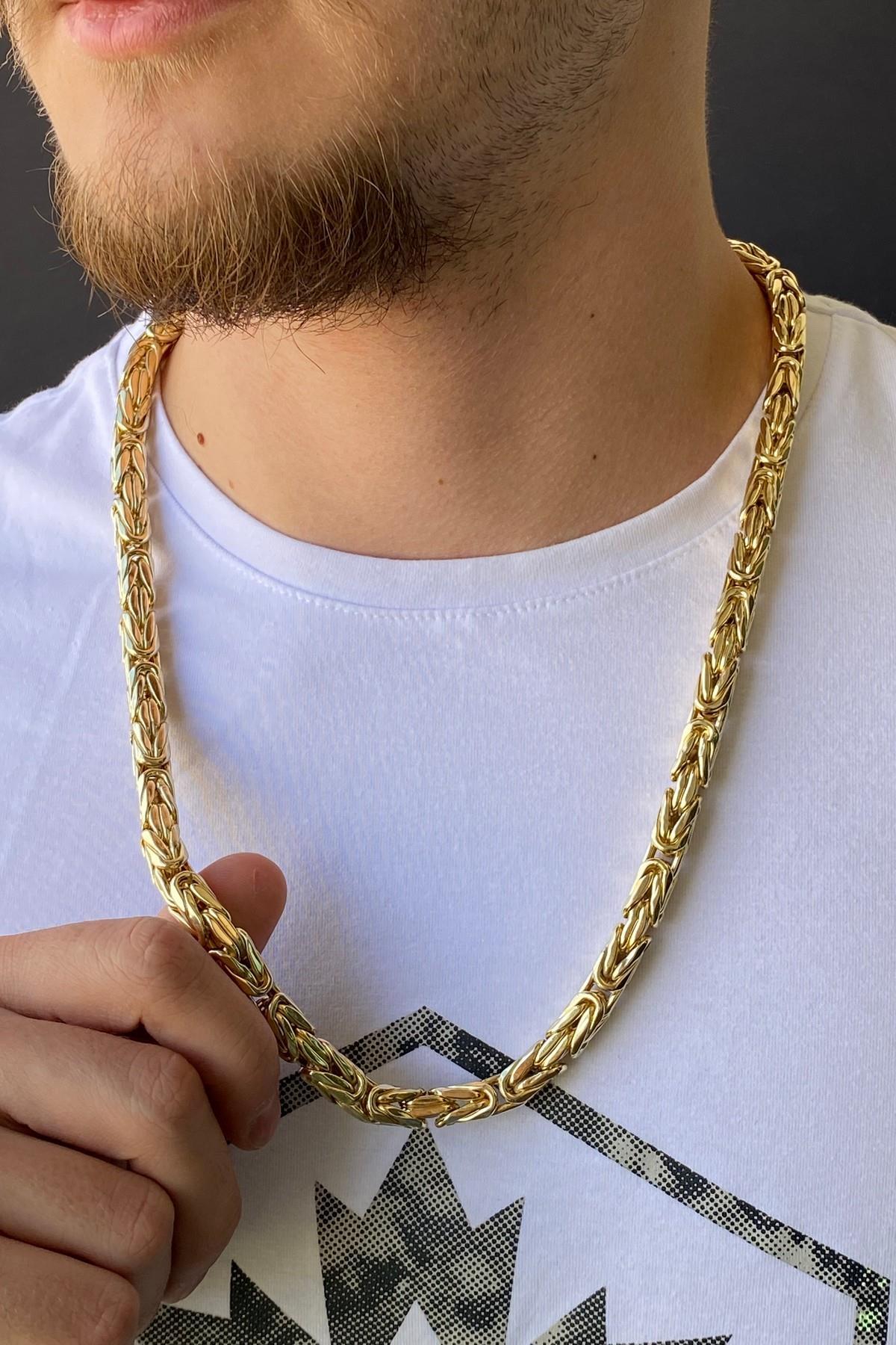 14 Ayar Altın XL Kral Zincir Erkek Kolye