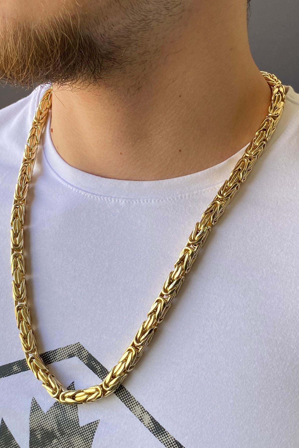 14 Ayar Altın XL Kral Zincir Erkek Kolye