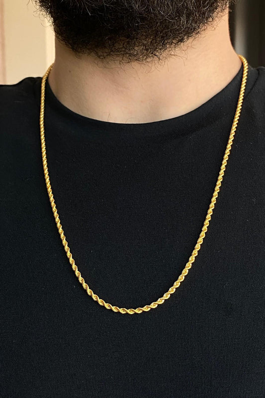 14 Ayar Altın 2,5 mm Halat Zincir Erkek Kolye