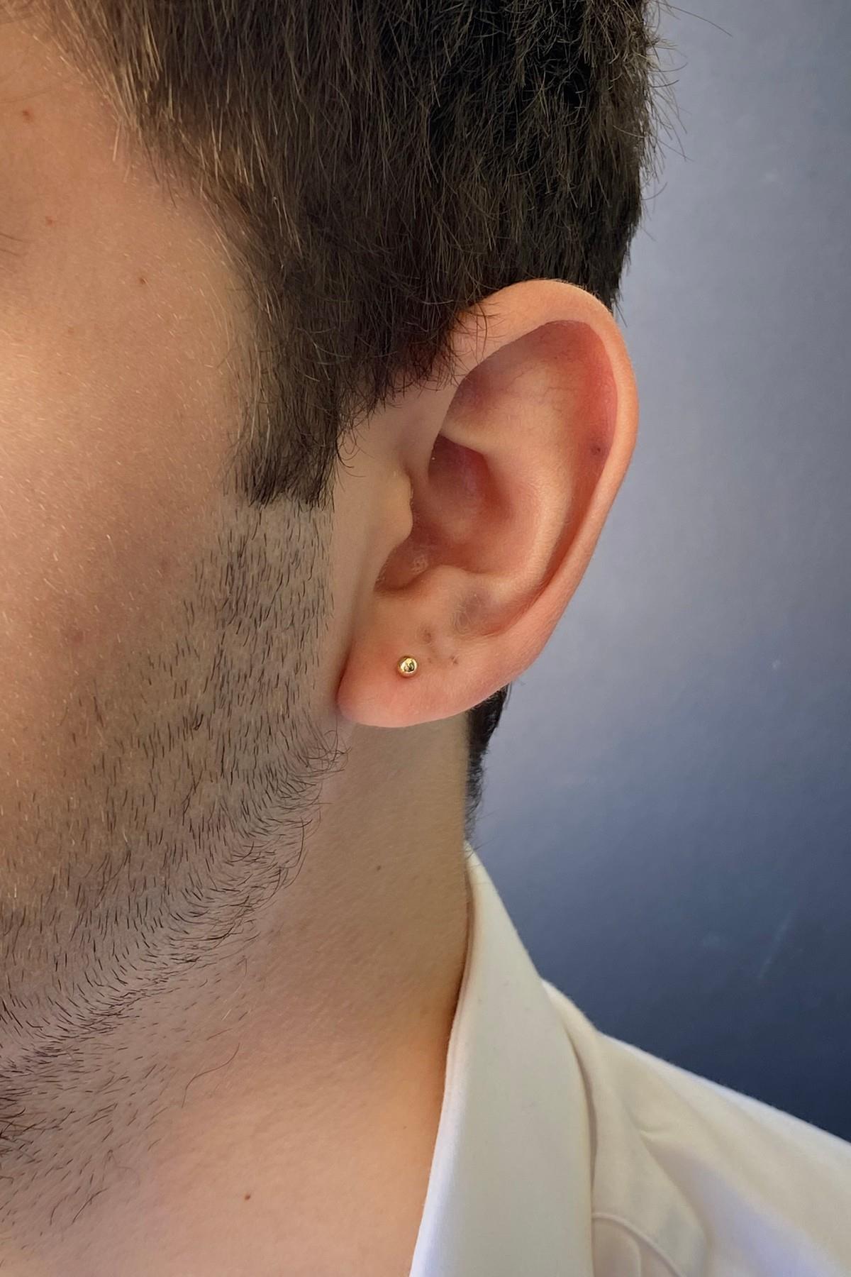 14 Ayar Altın 3 mm Erkek Tek Küpe