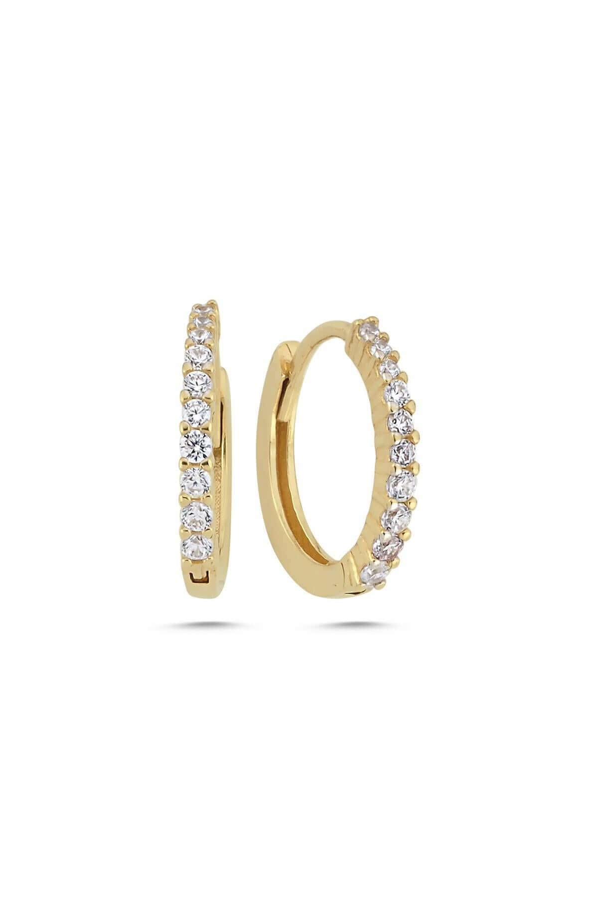 14 Ayar Altın Erkek Zirkon Taşlı Halka Küpe