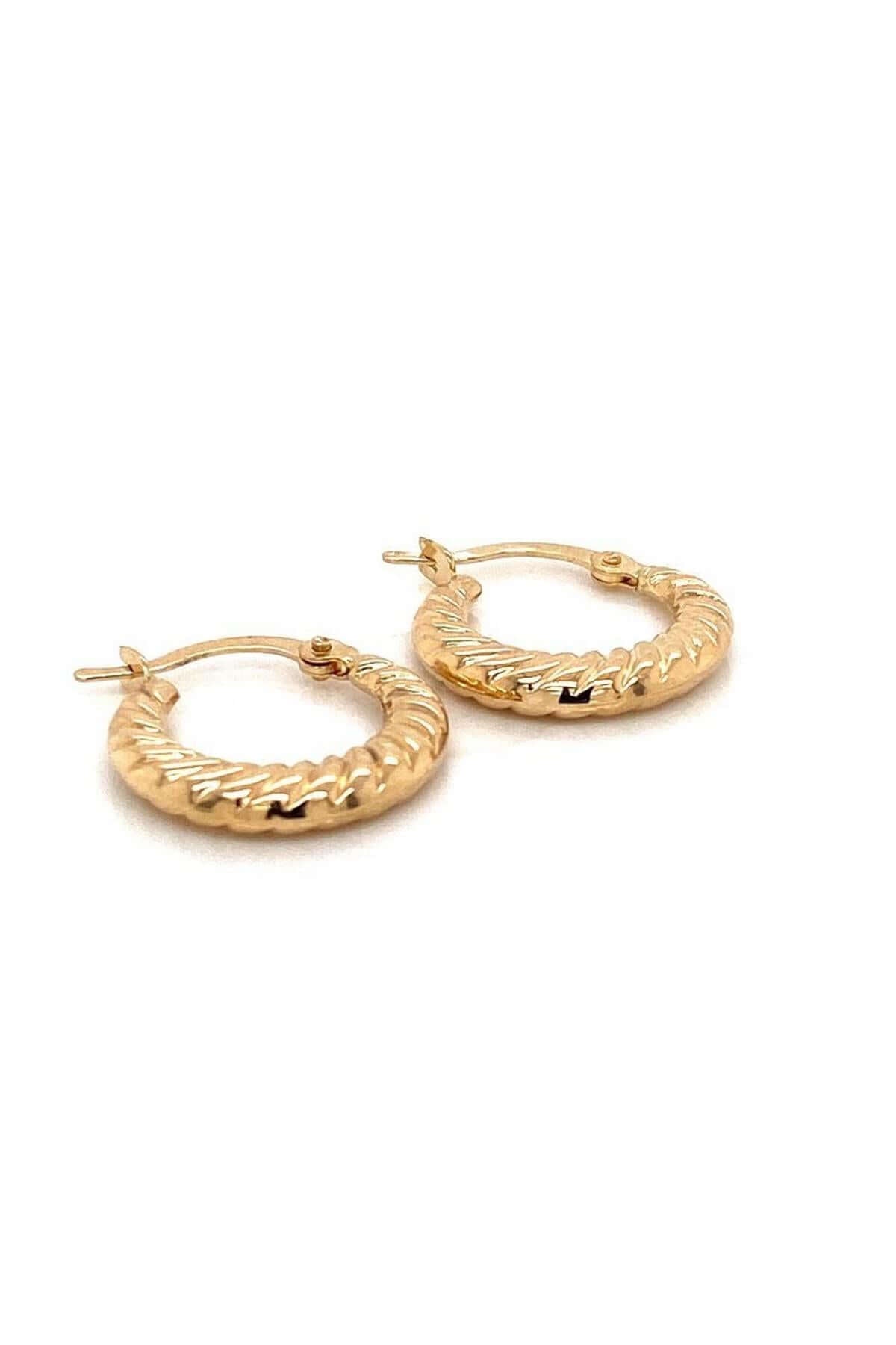 Zumrut Sarraf 14 Ayar Altin Sari Kucuk Halka Bayan Kupe