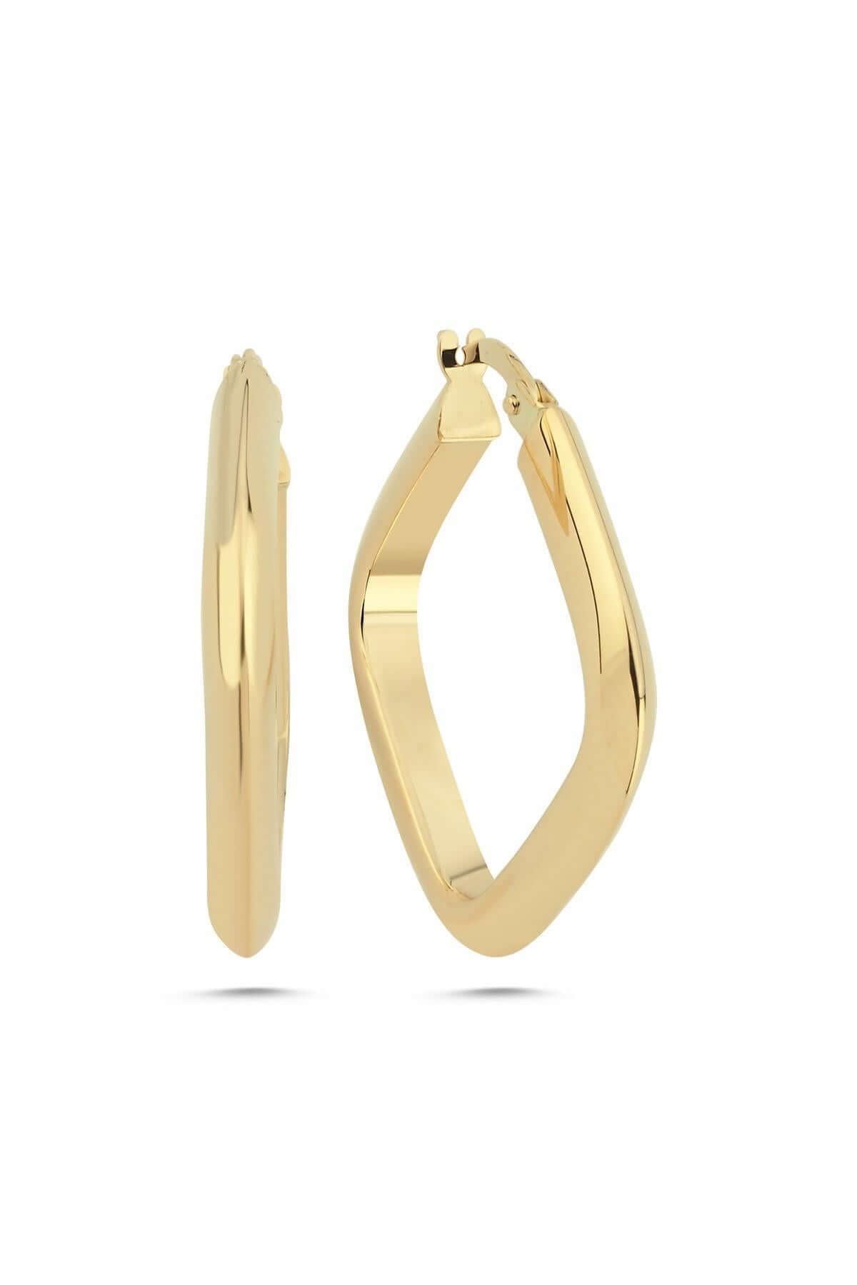 14 Ayar Altın Kadın 2 cm Modern Küpe