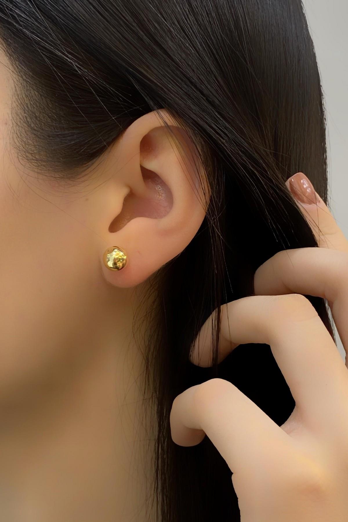 14 Ayar Altın Kadın 7 mm Top Küpe