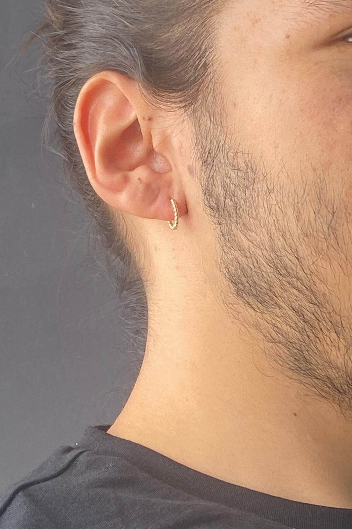 14 Ayar Altın Erkek 1 cm Halka Küpe