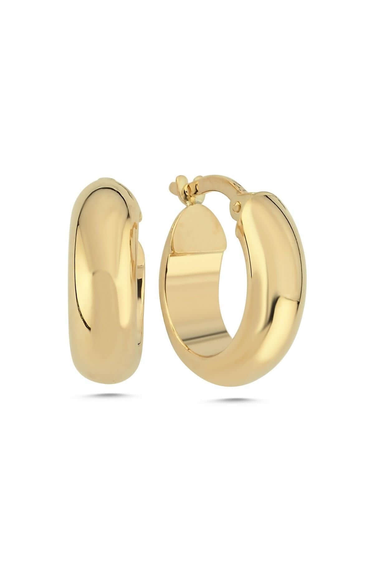 14 Ayar Altın Erkek 1.5 cm Kalın Halka Küpe