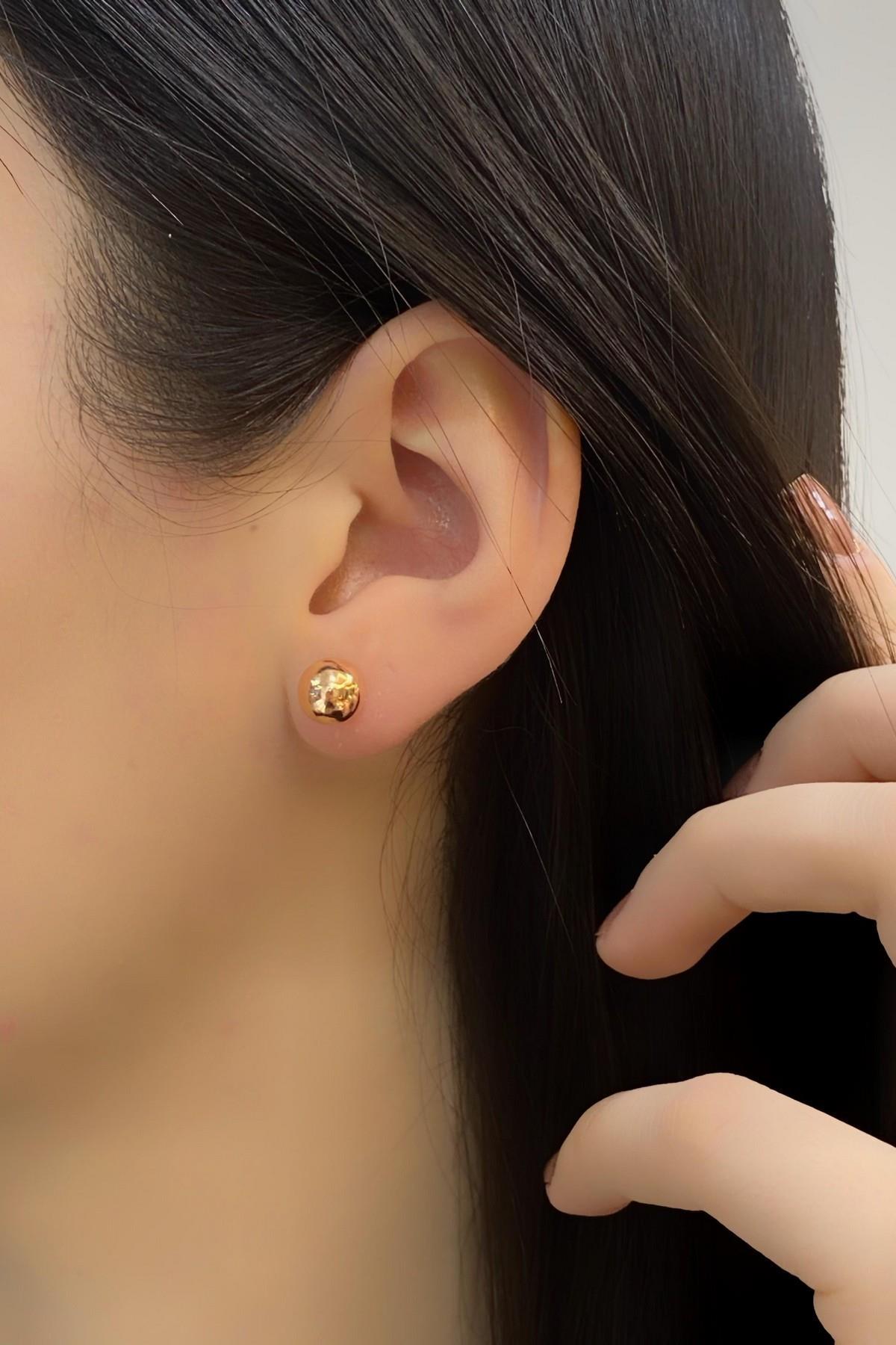 14 Ayar Altın Kadın 5 mm Top Küpe