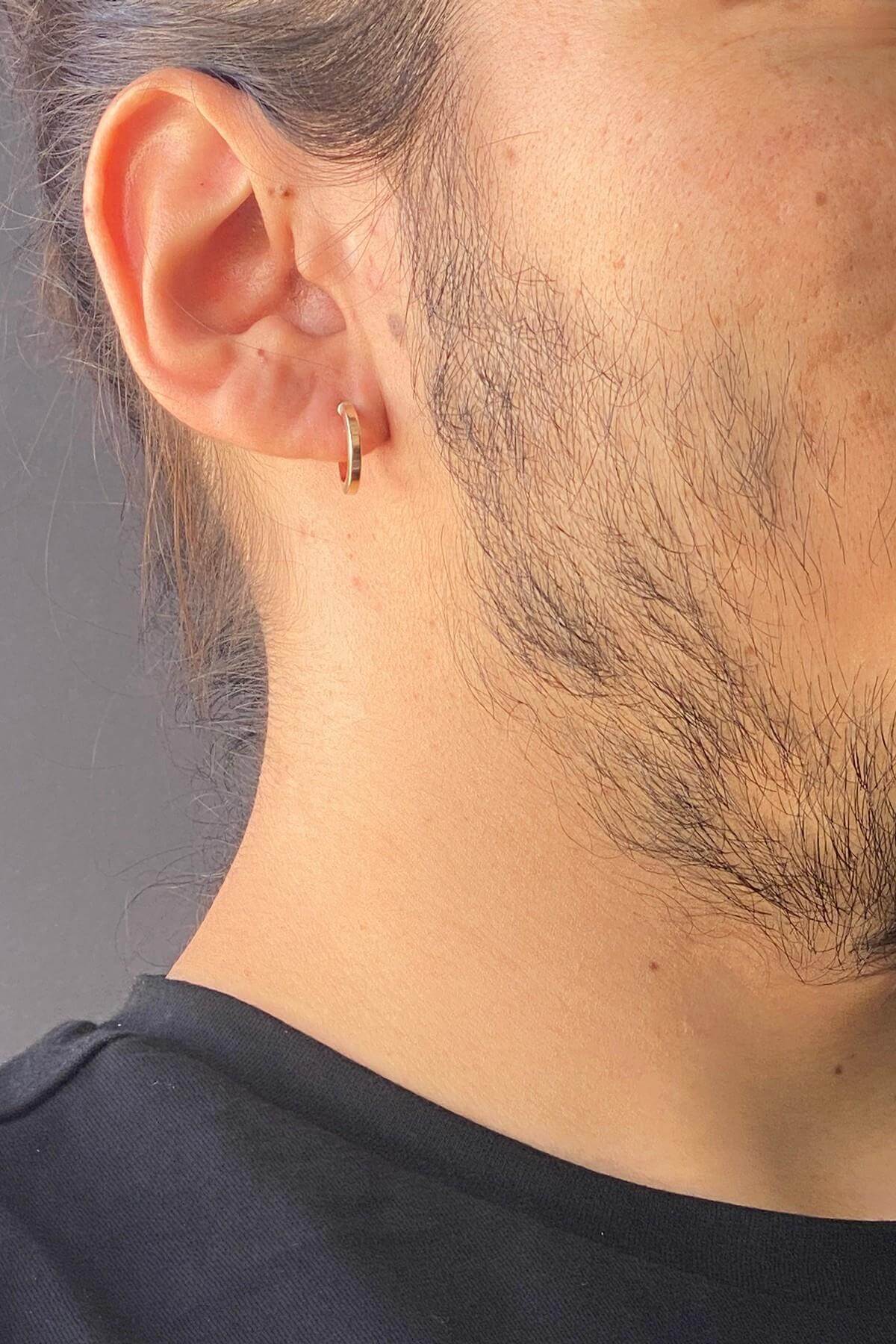 14 Ayar Altın Erkek Düz Halka Küpe