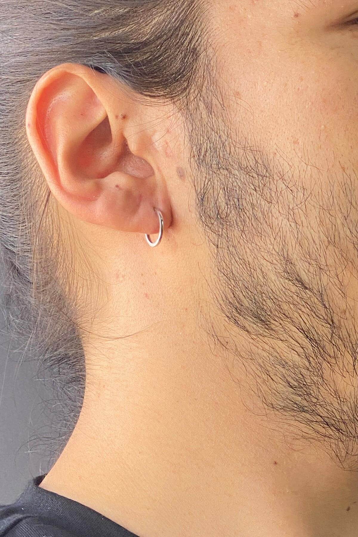 14 Ayar Altın Erkek Gizli Kilitli Halka Küpe