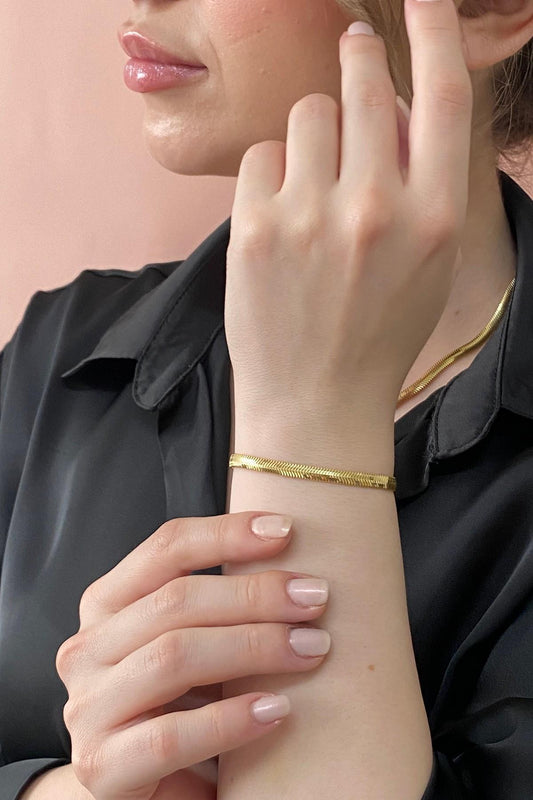 14 Ayar Altın Balık Sırtı 4,5 mm Zincir Kolye Bileklik İkili Set