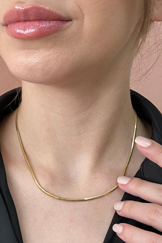 14 Ayar Altın Balık Sırtı 2 mm Zincir Kolye Bileklik İkili Set