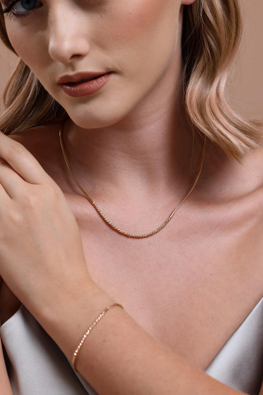 14 Ayar Altın Dorika Toplu 2.5 mm Halat Kolye Bileklik İkili Set