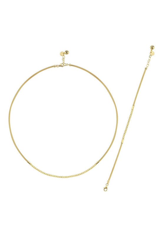 14 Ayar Altın Dorika Toplu 2.5 mm Halat Kolye Bileklik İkili Set