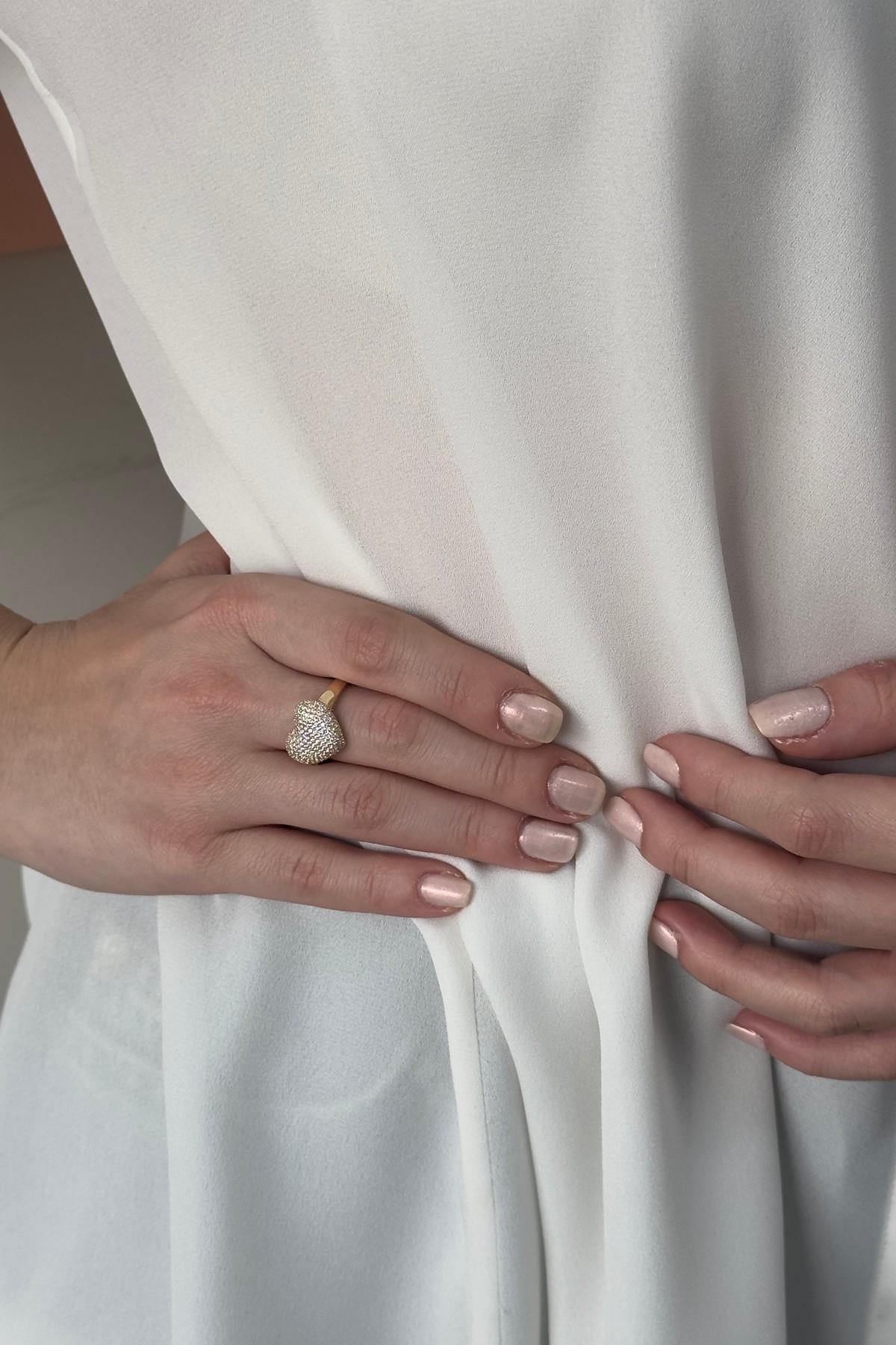 14 Ayar Altın Zirkon Taş Kalpli Yüzük