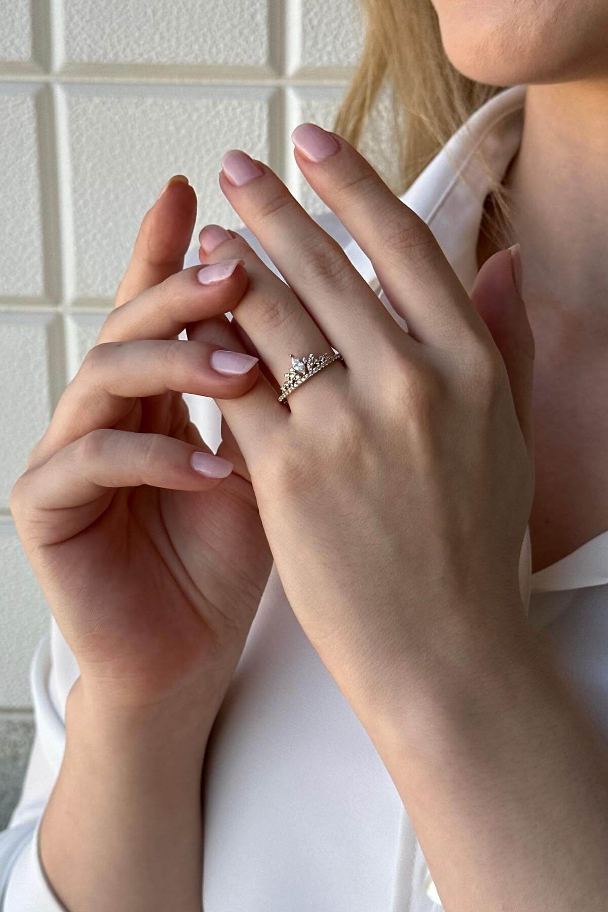 14 Ayar Altın Prenses Tacı Kadın Yüzük