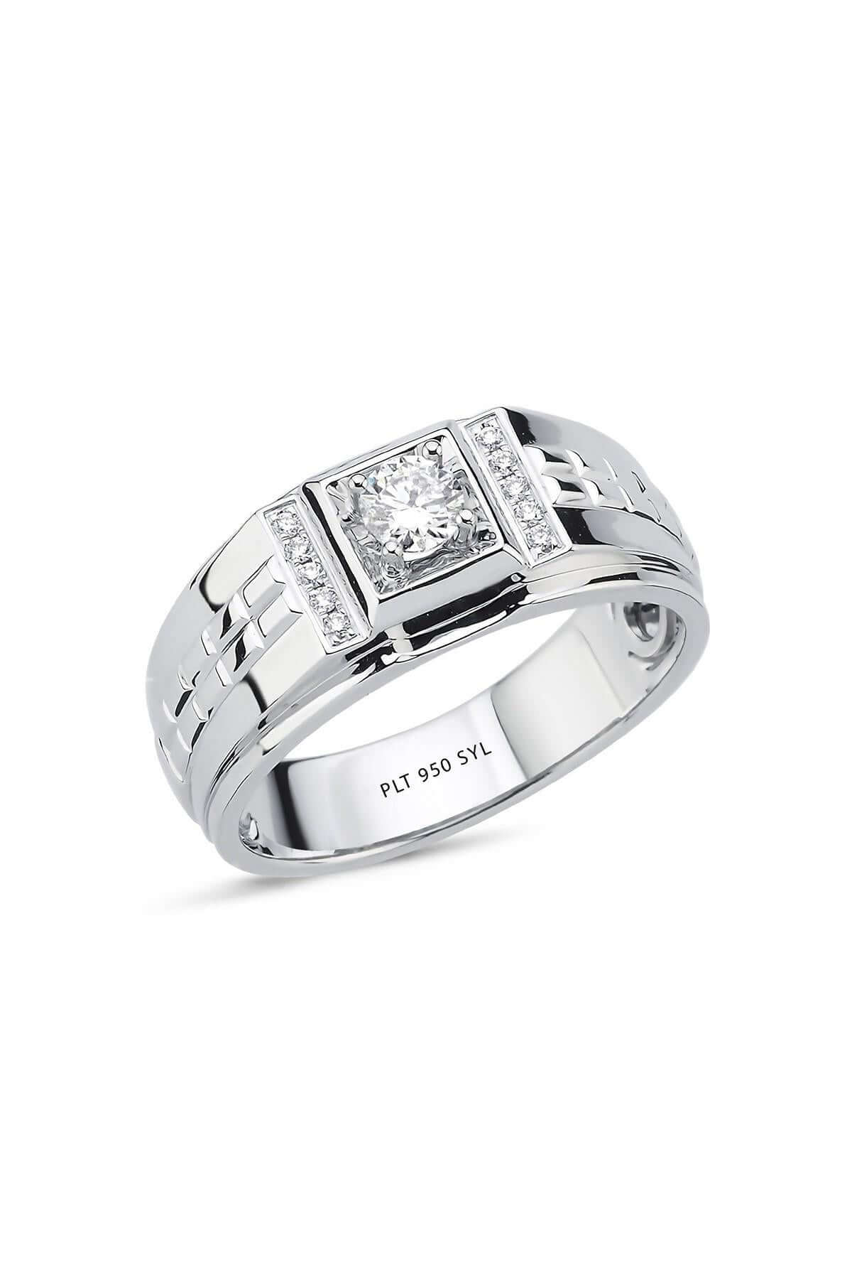 0,36 CT Pırlantalı Platin Erkek Yüzük