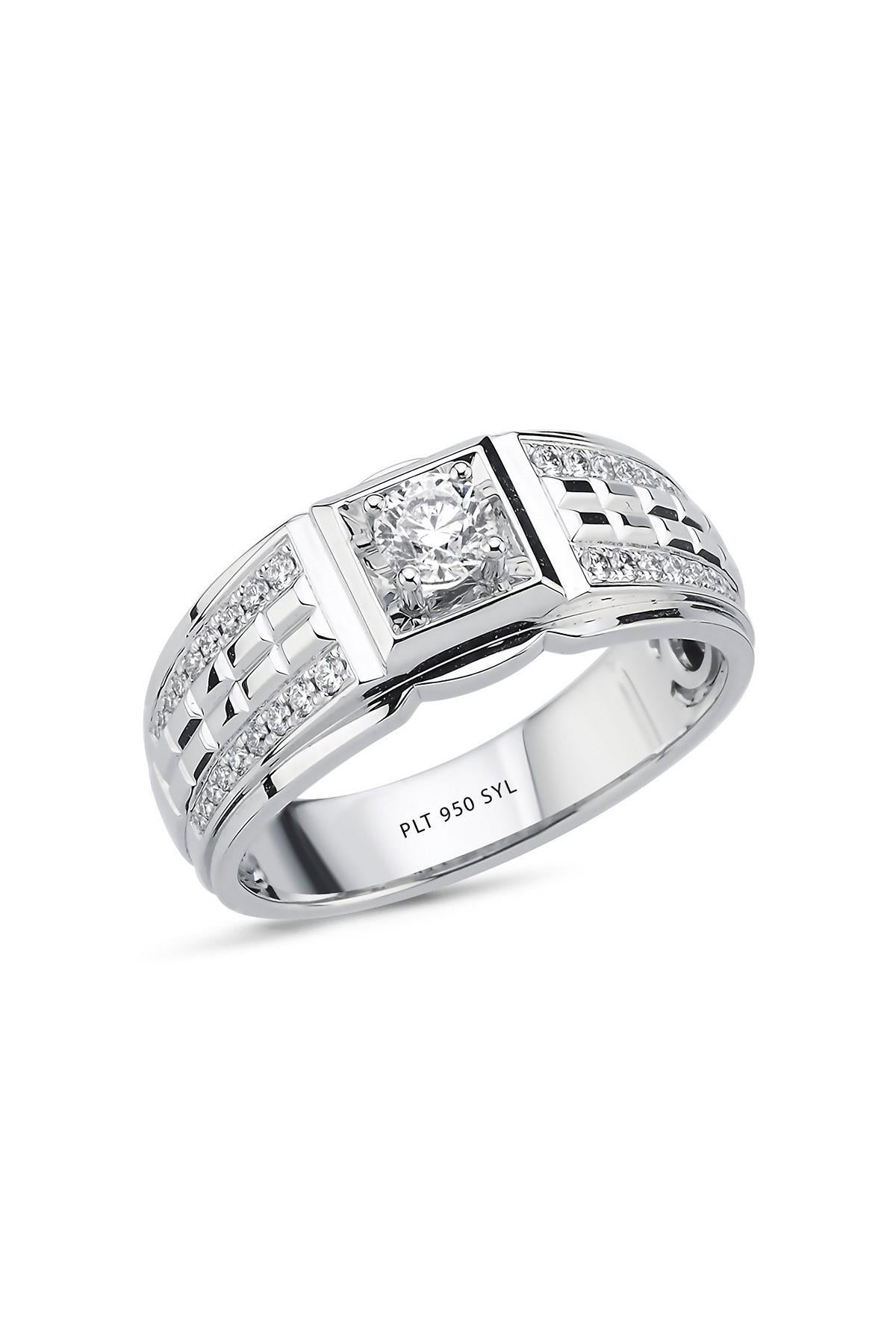 0,62 CT Pırlantalı Platin Erkek Yüzük