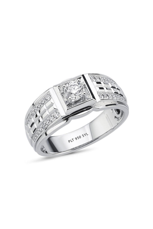 0,62 CT Pırlantalı Platin Erkek Yüzük