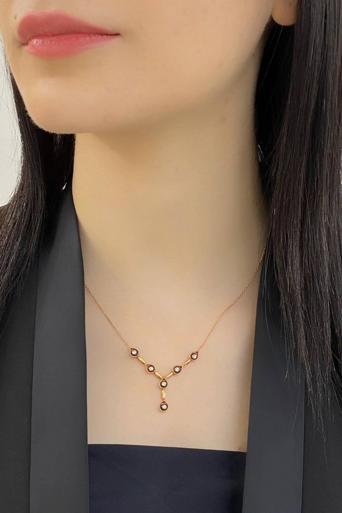 8 Ayar Altın 0.23 Ct Elmas Kadın Kolye