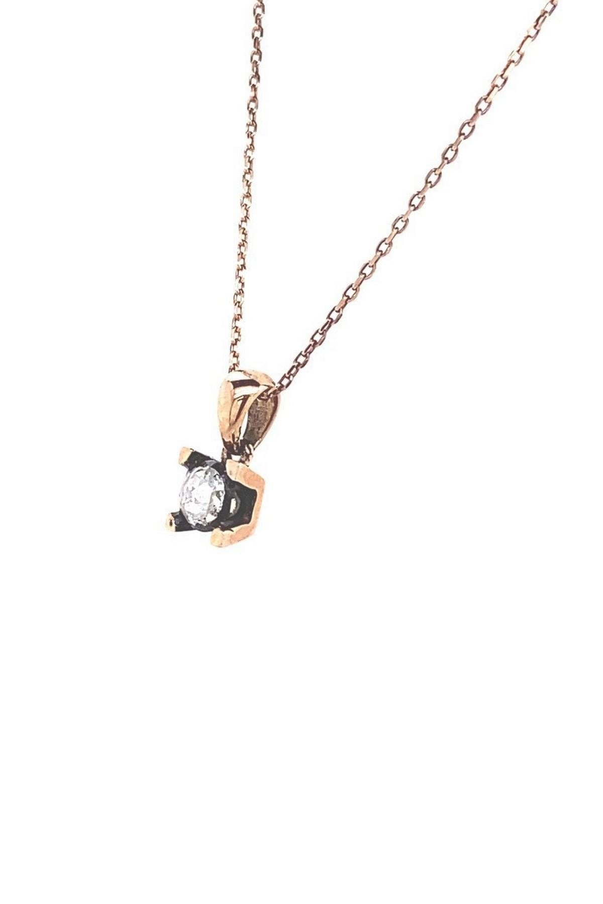 8 Ayar Altın 0.20 Ct Elmas Tektaş Kadın Kolye