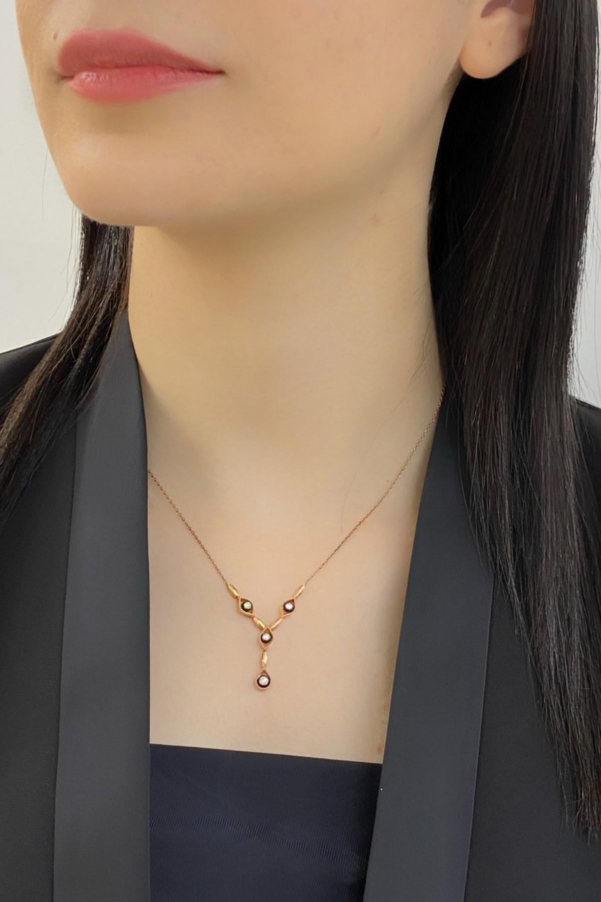 8 Ayar Altın 0.16 Ct Elmas Kadın Kolye