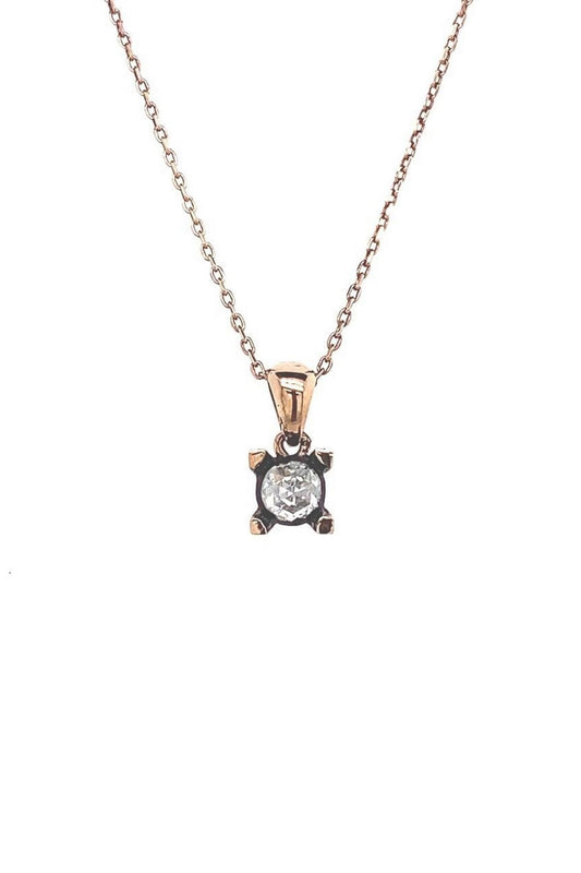 8 Ayar Altın 0.20 Ct Elmas Tektaş Kadın Kolye